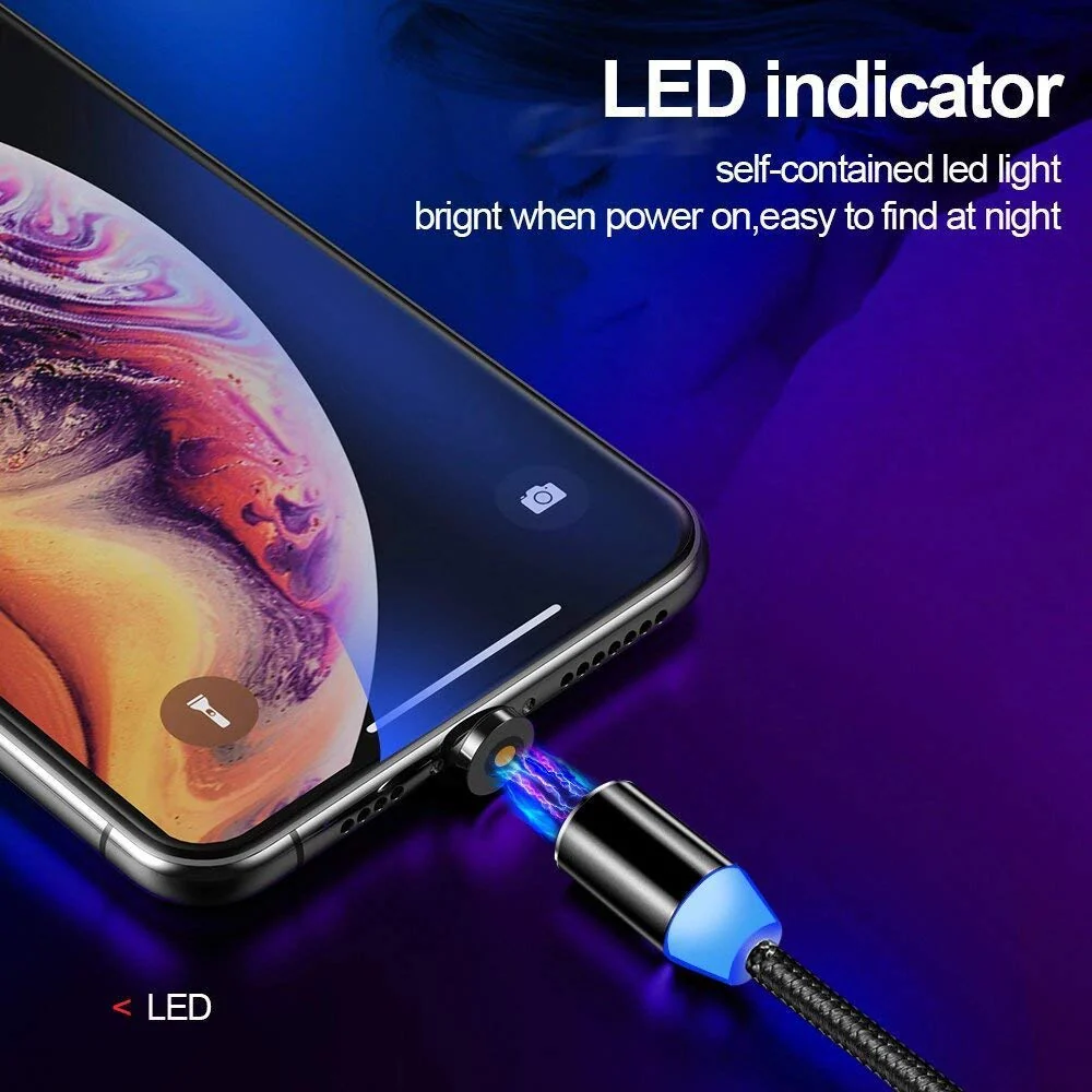 Travo: 3-in-1 Magnetic Fast Charging Cable with Status Light, 360° Swivel Head, Type-C, Micro USB & lightning Connectors - Image 5