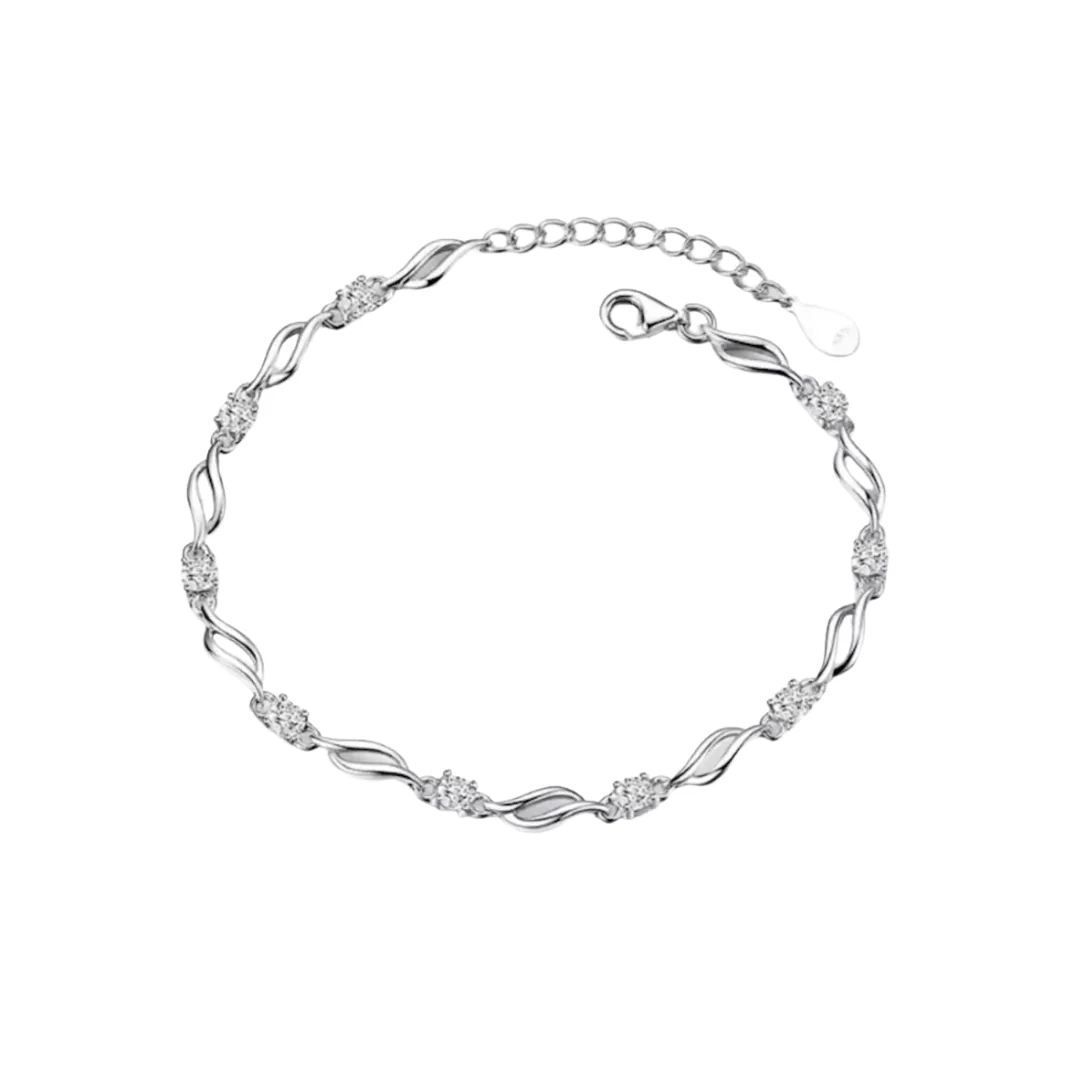 Trendy Sterling Silver Stone Studded Bracelet For Girls - Image 13