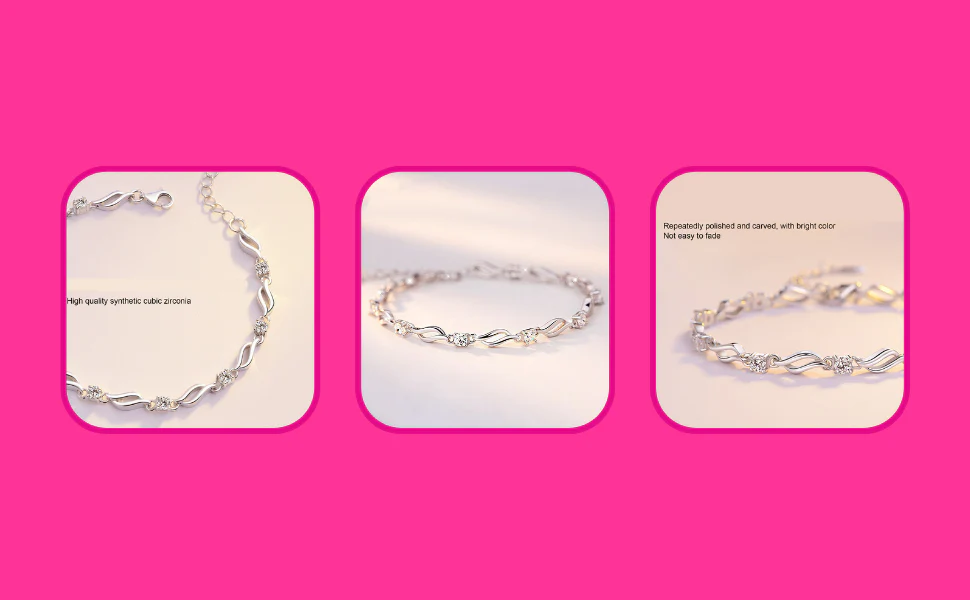 Trendy Sterling Silver Stone Studded Bracelet For Girls - Image 7