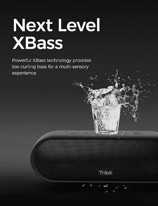 Tribit MaxSound Plus 24W Bluetooth Wireless Speakers,Powerful Louder Sound&Exceptional XBass(Independent XBass Button),Built in Mic,IPX7 Waterproof,20H Playtime,100ft BT Range for Party/Travel , Black(Unboxed) - Image 5