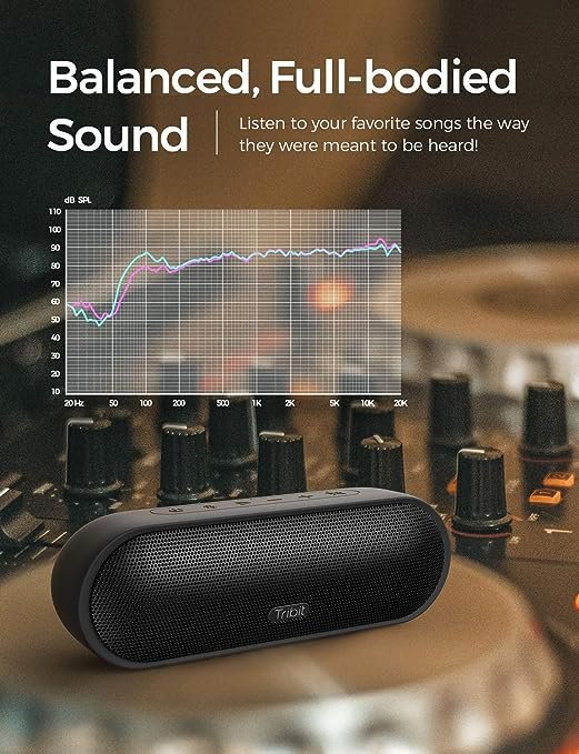 Tribit MaxSound Plus 24W Bluetooth Wireless Speakers,Powerful Louder Sound&Exceptional XBass(Independent XBass Button),Built in Mic,IPX7 Waterproof,20H Playtime,100ft BT Range for Party/Travel , Black(Unboxed) - Image 6
