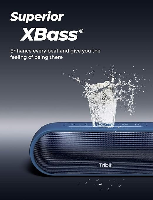 Tribit MaxSound Plus Portable Bluetooth Speaker,24W Wireless Speaker with Powerful Louder Sound, Exceptional XBass, IPX7 Waterproof,20-Hour Playtime,100 ft Bluetooth Range for Party,Outdoor (Blue)(Unboxed) - Image 4
