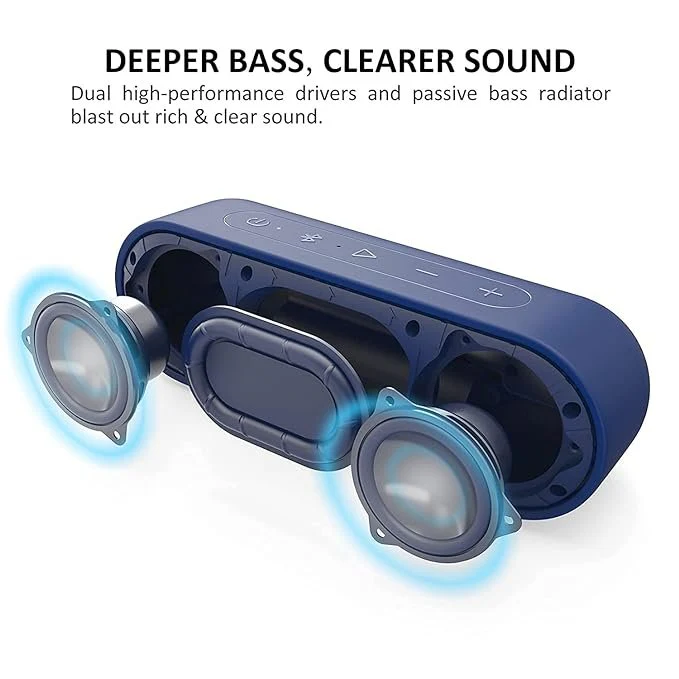 Tribit XSound Go Wireless Bluetooth 5.0 Speakers with Loud Stereo Sound & Rich Bass 16W,24H Playtime,100 ft Bluetooth Range,Outdoor Lightweight IPX7 Waterproof,Built-in Mic (Blue)(Unboxed) - Image 2