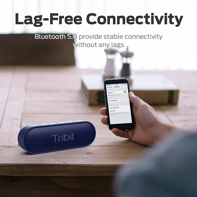 Tribit XSound Go Wireless Bluetooth 5.0 Speakers with Loud Stereo Sound & Rich Bass 16W,24H Playtime,100 ft Bluetooth Range,Outdoor Lightweight IPX7 Waterproof,Built-in Mic (Blue)(Unboxed) - Image 4