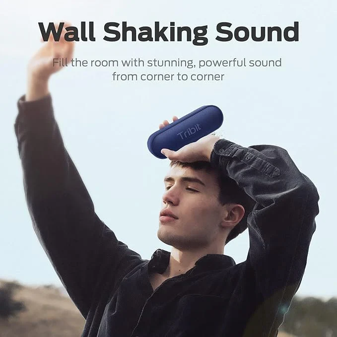 Tribit XSound Go Wireless Bluetooth 5.0 Speakers with Loud Stereo Sound & Rich Bass 16W,24H Playtime,100 ft Bluetooth Range,Outdoor Lightweight IPX7 Waterproof,Built-in Mic (Blue)(Unboxed) - Image 5