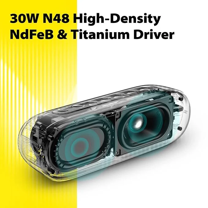 Tribit XSound Mega Bluetooth Portable Speaker with Single Self-Developed 30W N48 High-Density NdFeB & Titanium Driver,Exclusive XBass Tech,3 Audio Modes,LED Lights,20H Playtime,IPX7,Powerbank,Strap(Unboxed) - Image 6