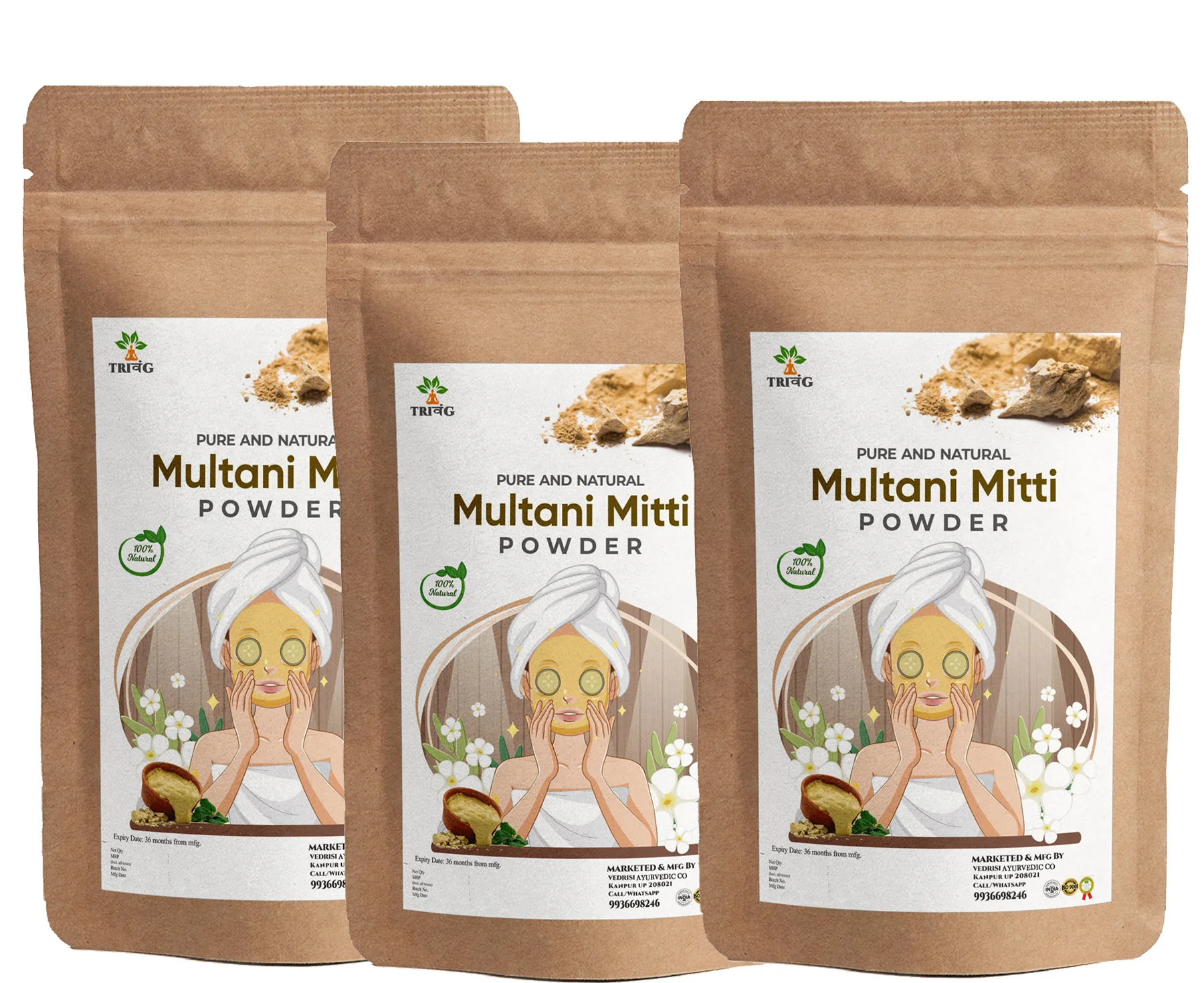 Trivang 100% Natural Multani Mitti Powder - Image 5
