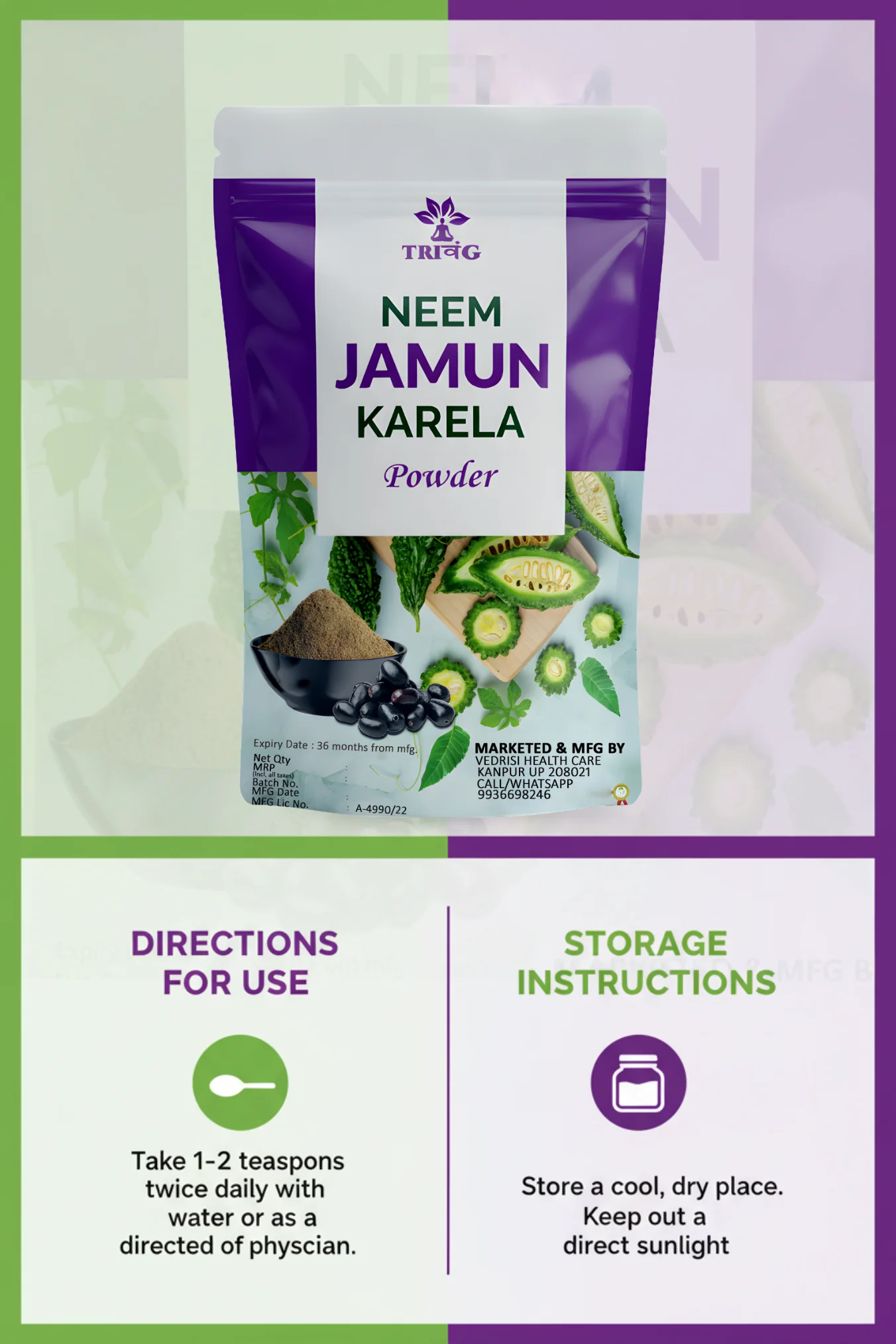Trivang Neem Jamun Karela Powder - Image 4