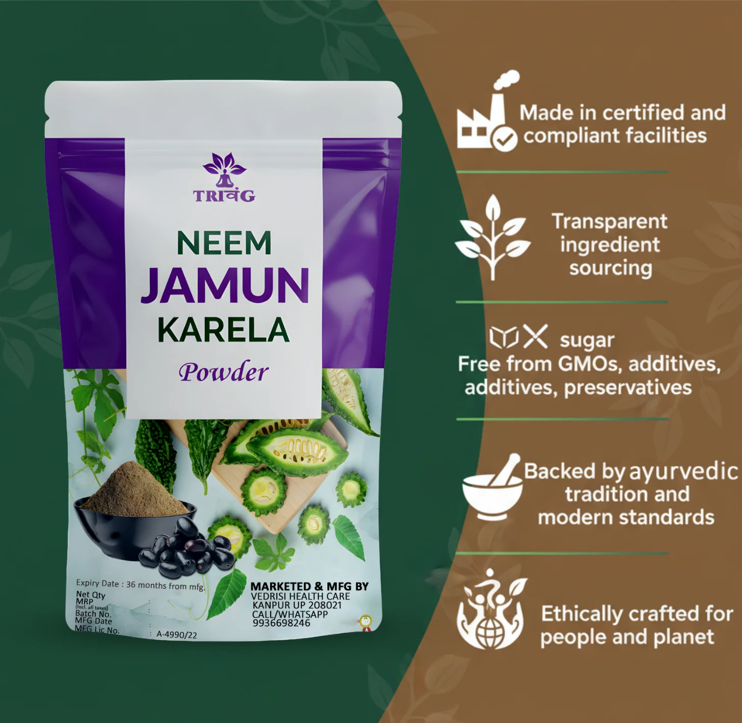 Trivang Neem Jamun Karela Powder - Image 6