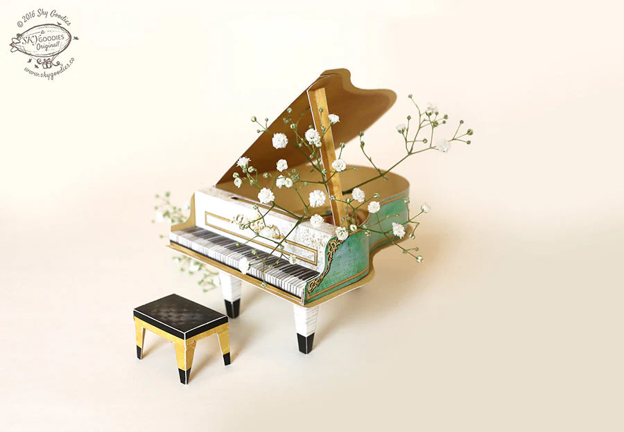 Turquoise Mini Grand Piano Calendar 2025 - DIY Paper Craft Kit - Image 2