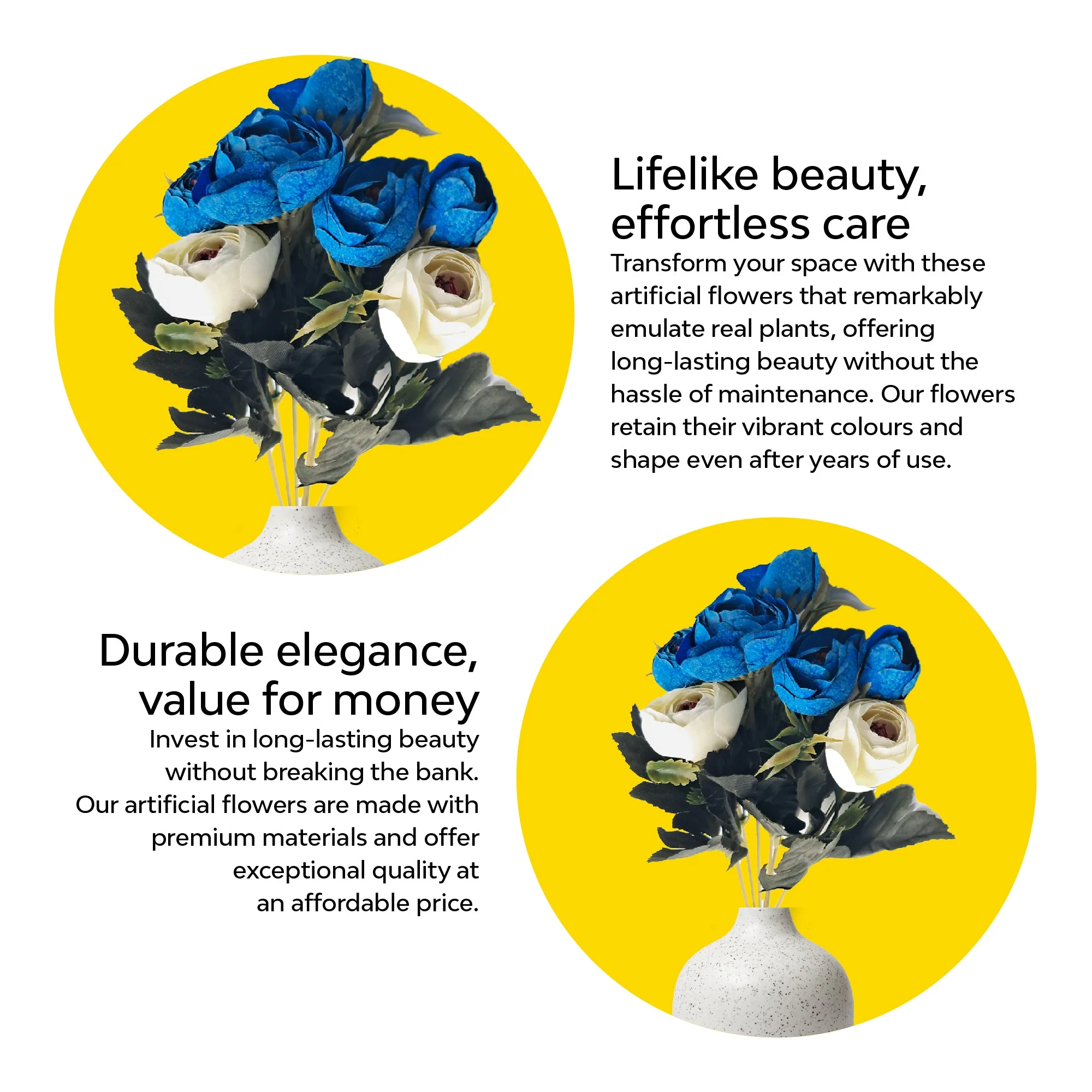 Twin Colour Peony Artificial Flowers - Image 19
