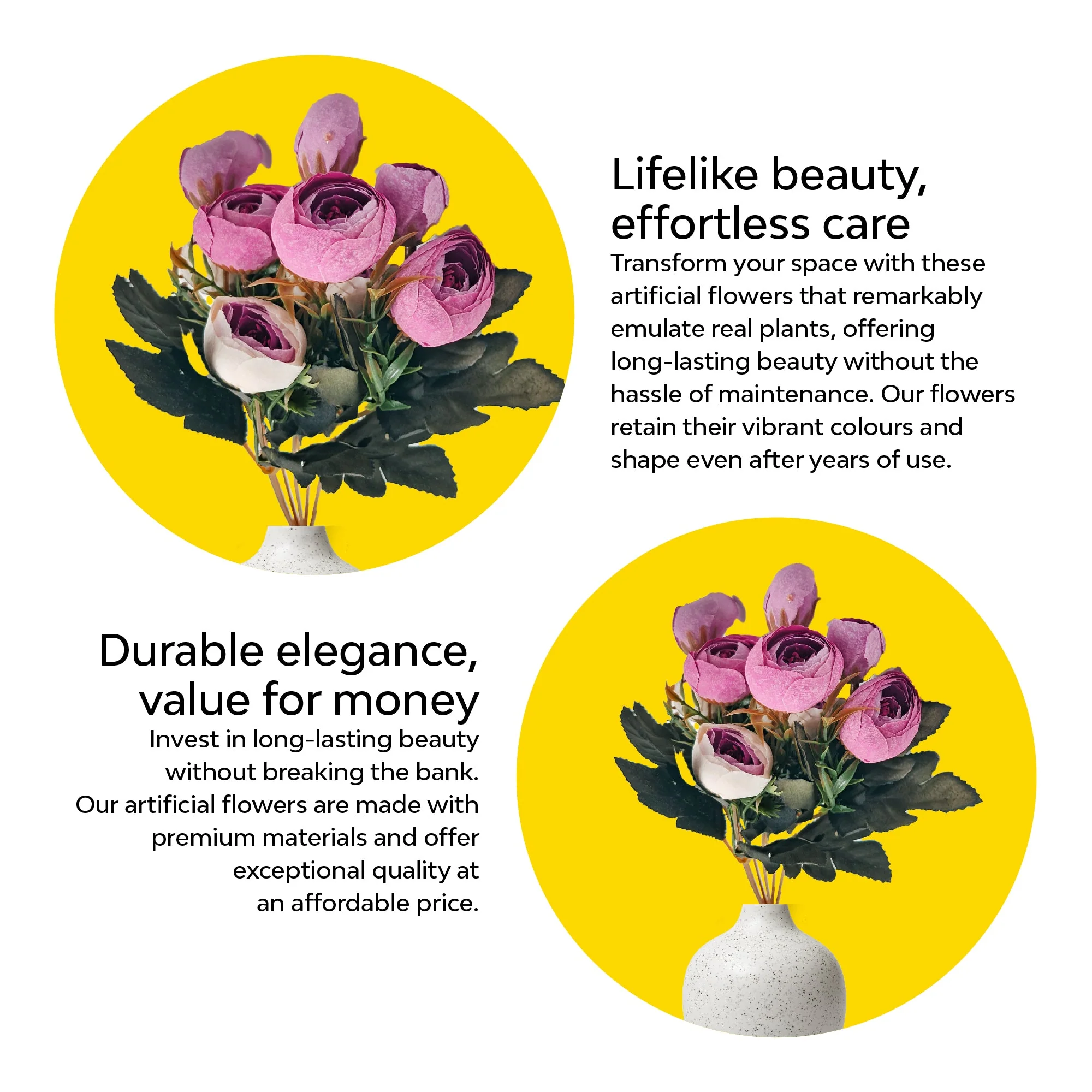Twin Colour Peony Artificial Flowers - Image 23