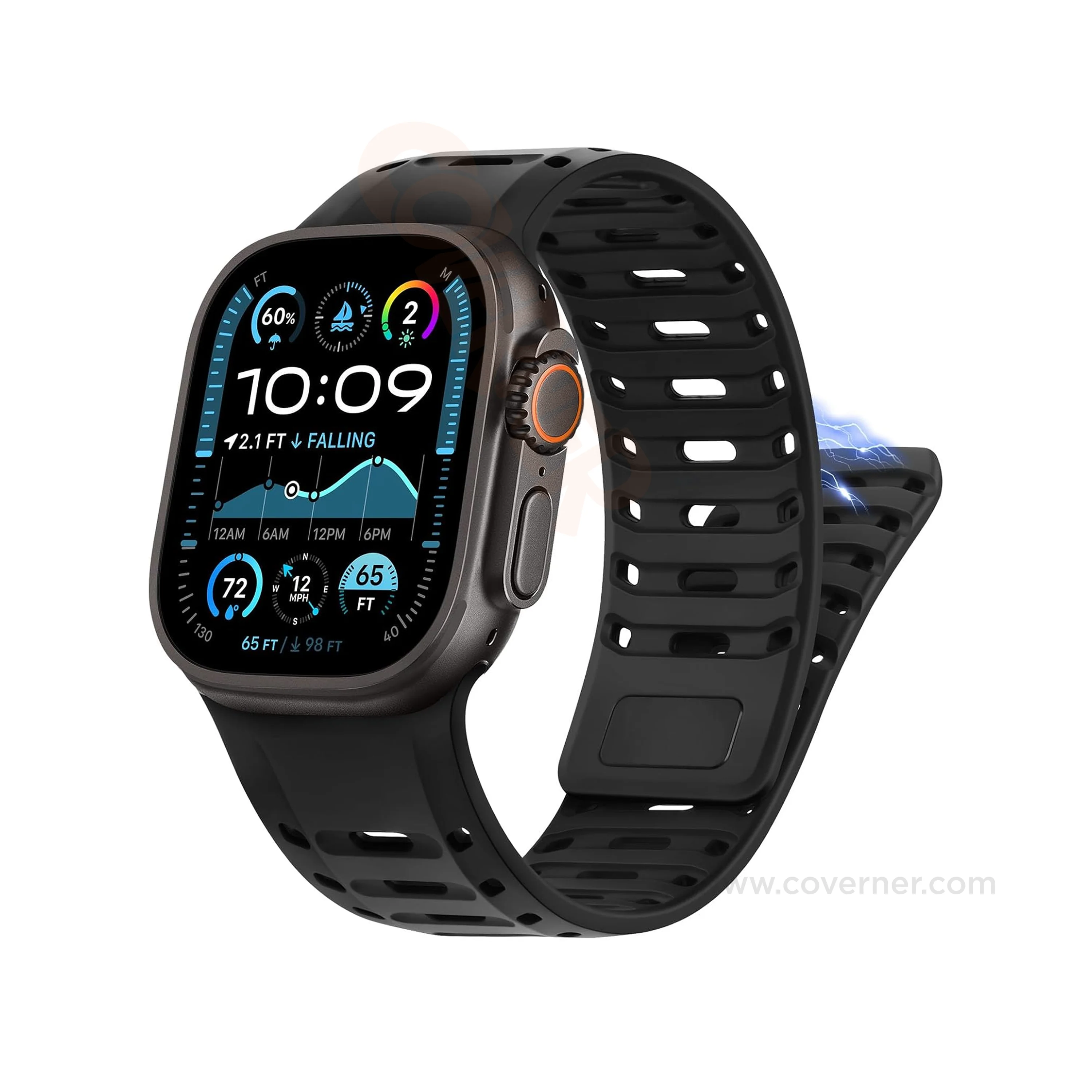 TwinLock Band for Apple Watch [42/44/45/49mm] – Dual Pin + Magnetic Lock | Arthritis-Friendly, Sweatproof Silicone Strap by Coverner India - Image 14