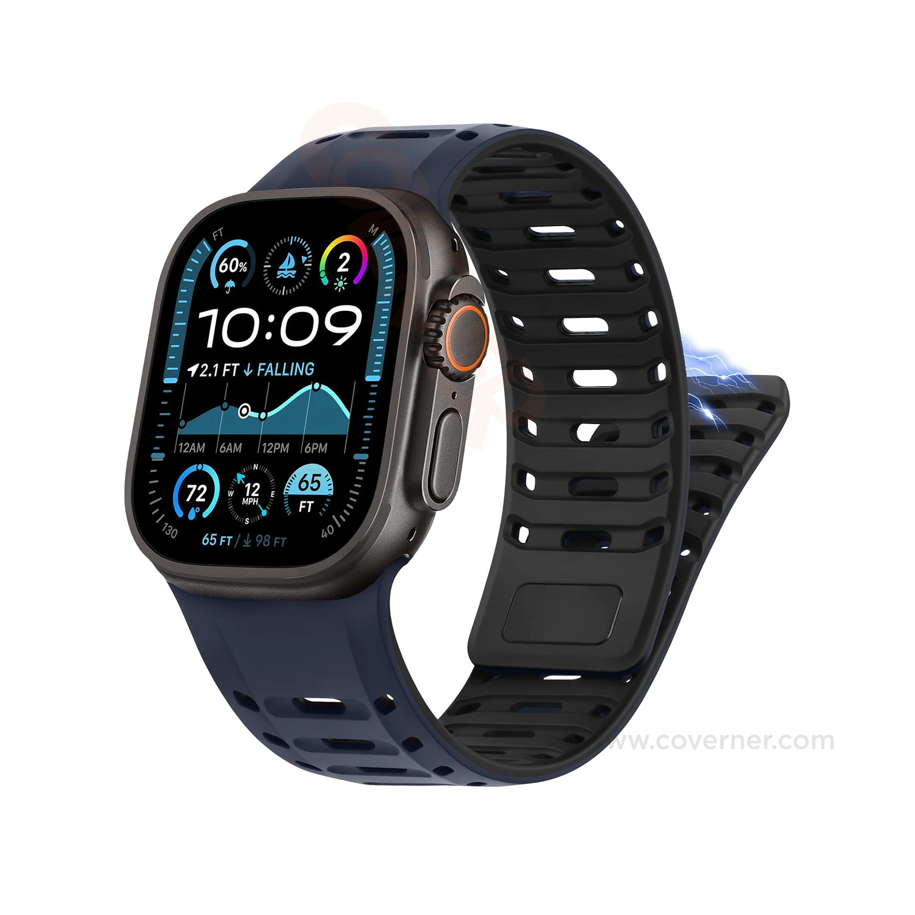 TwinLock Band for Apple Watch [42/44/45/49mm] – Dual Pin + Magnetic Lock | Arthritis-Friendly, Sweatproof Silicone Strap by Coverner India - Image 16