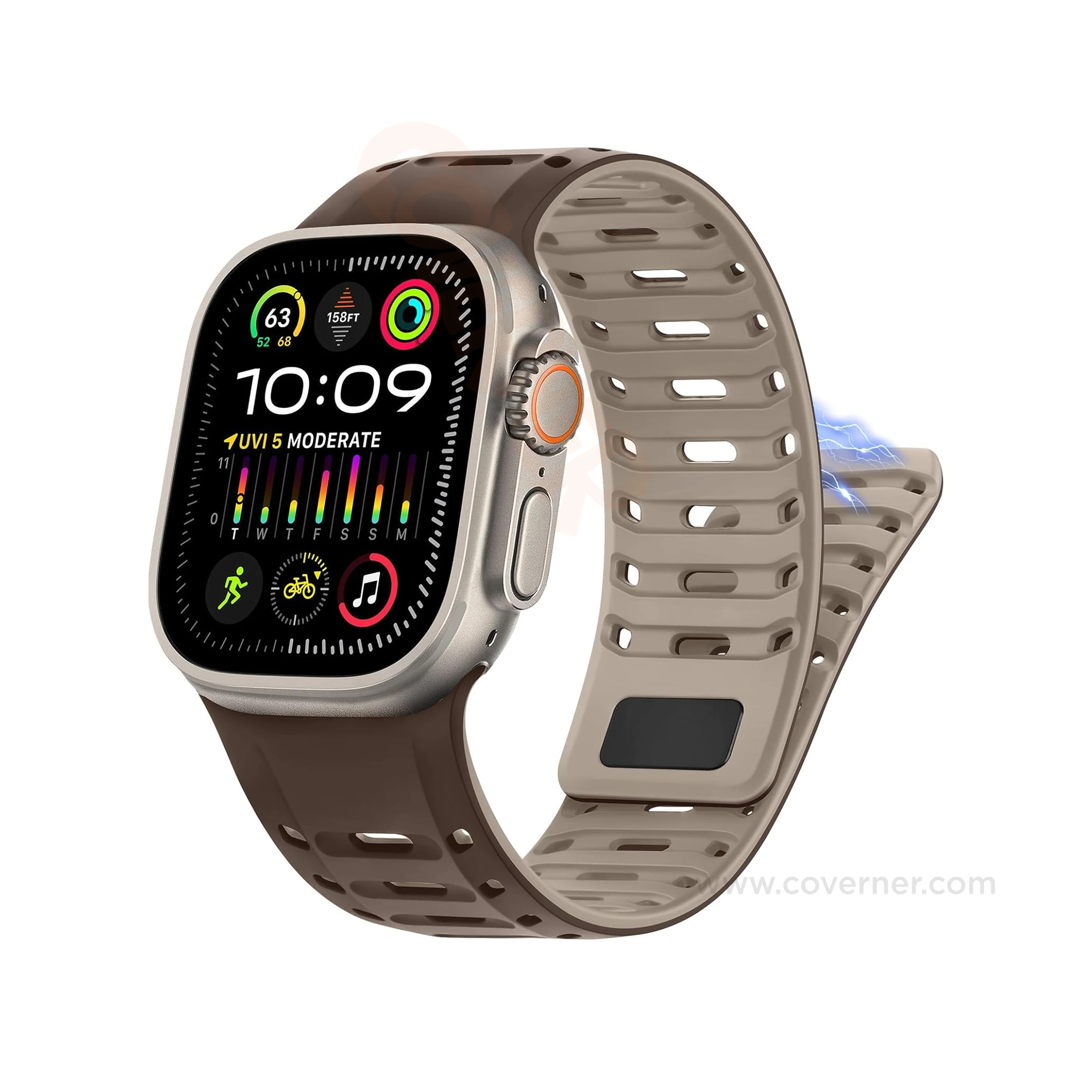 TwinLock Band for Apple Watch [42/44/45/49mm] – Dual Pin + Magnetic Lock | Arthritis-Friendly, Sweatproof Silicone Strap by Coverner India - Image 17