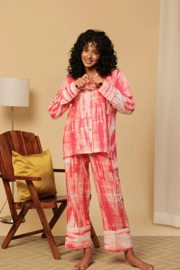 Two Piece Cotton Tie-Dye Night Co-ord Set