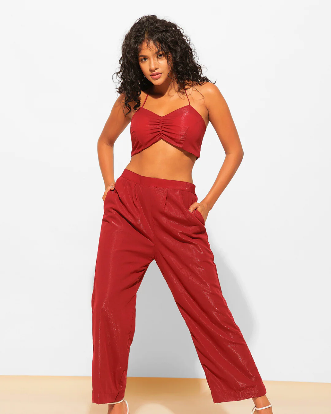 Two Piece Shimmer Top with Pants Co-ord Set - Image 16