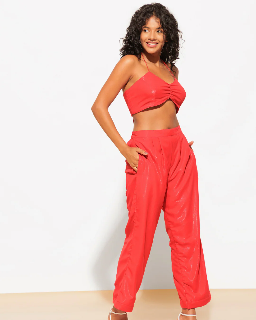 Two Piece Shimmer Top with Pants Co-ord Set - Image 4
