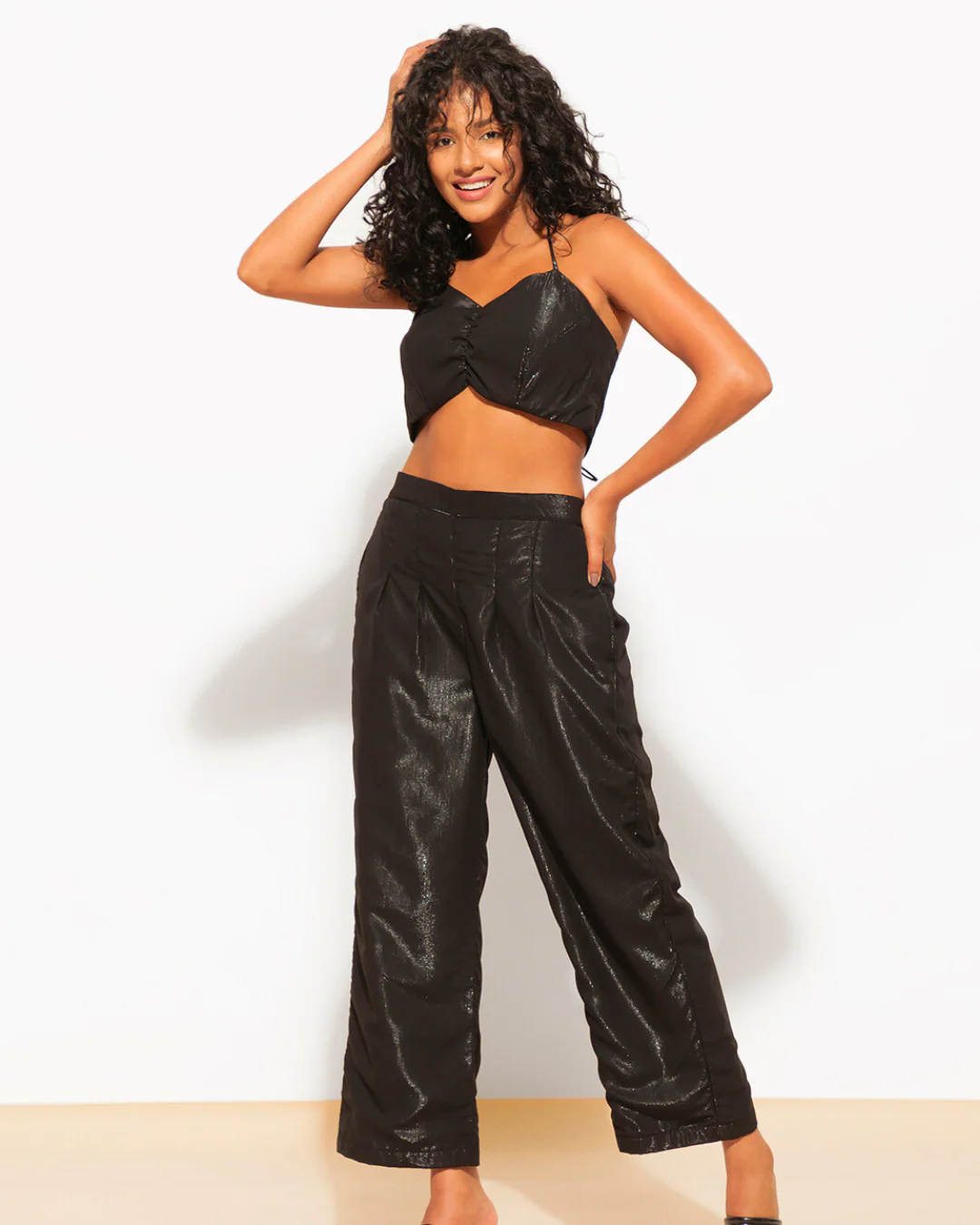 Two Piece Shimmer Top with Pants Co-ord Set - Image 7