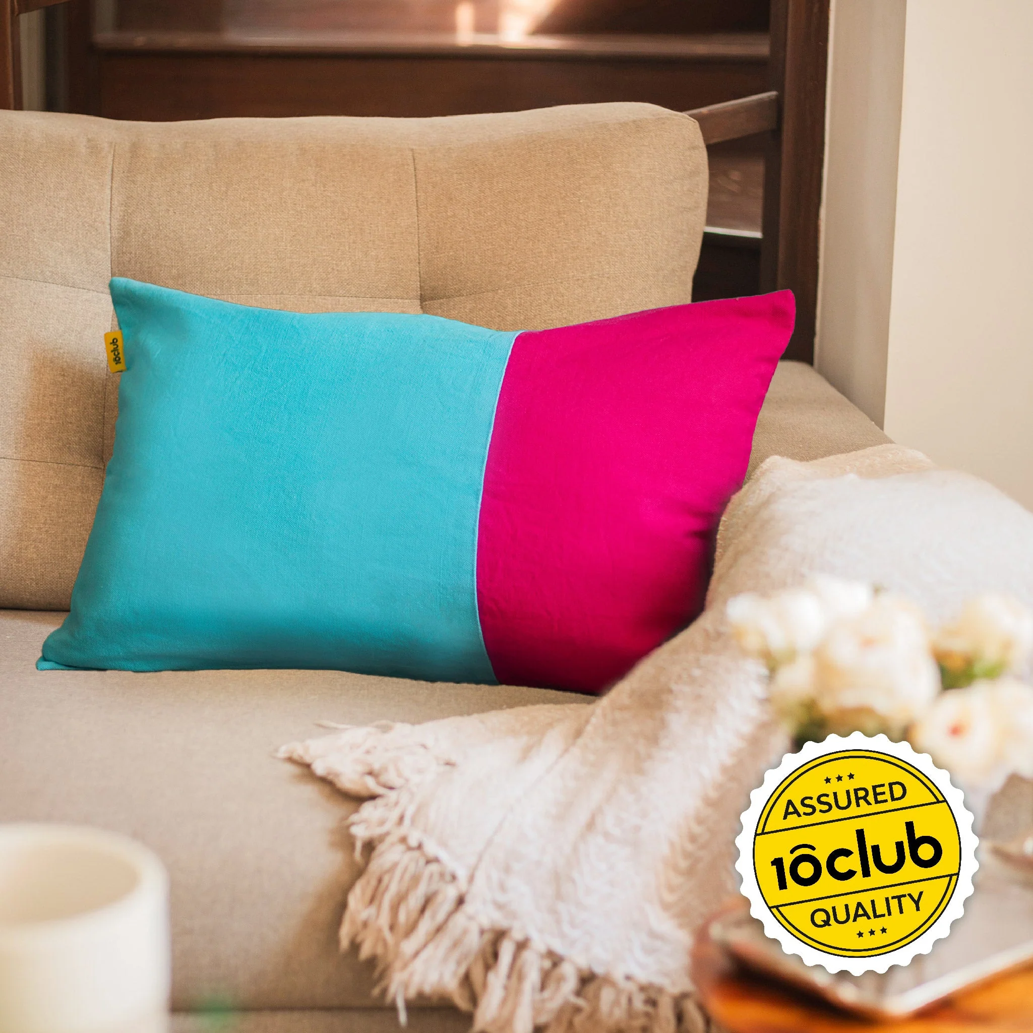 Two Tone Lumbar Cushion Cover | Set Of 2 - Image 2