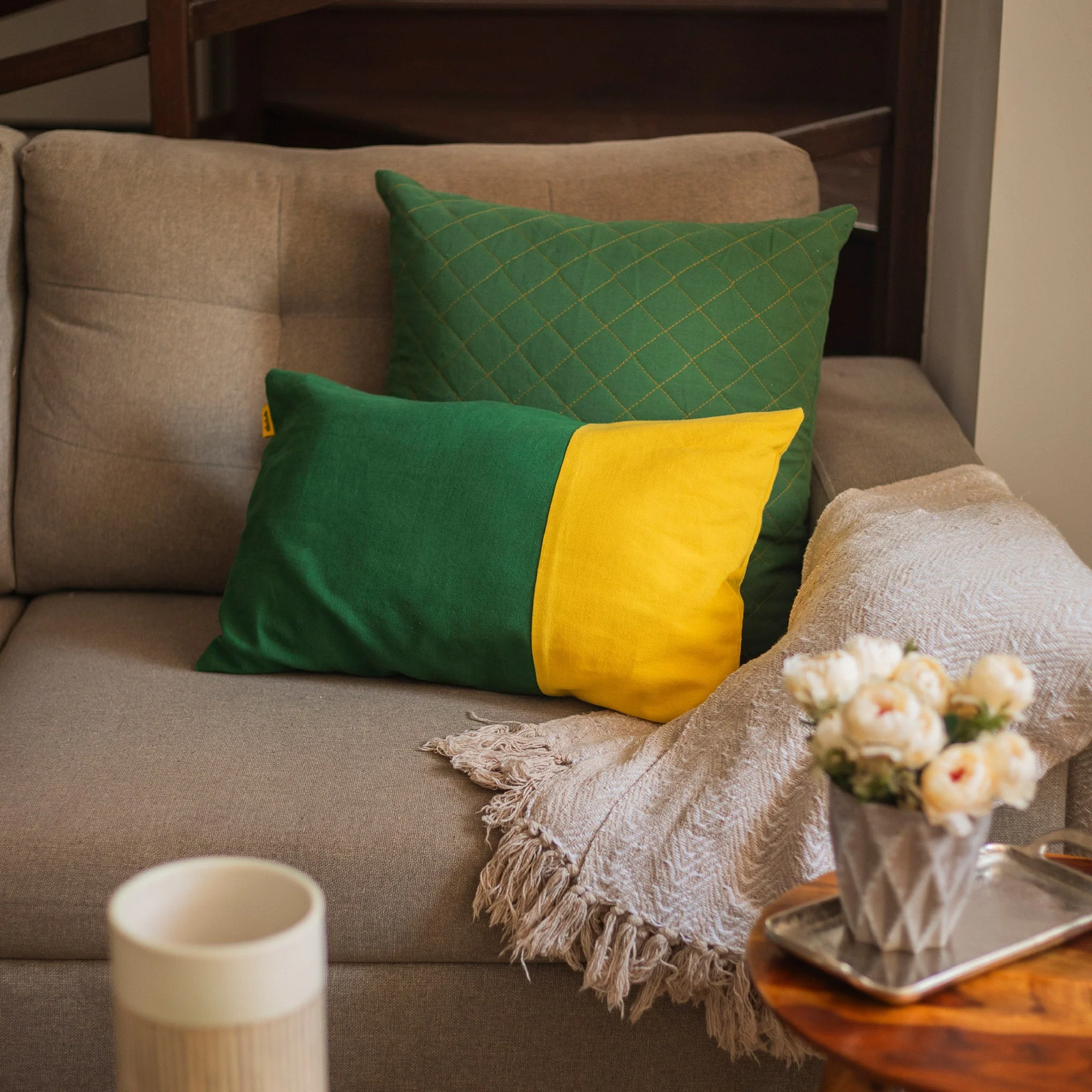 Two Tone Lumbar Cushion Cover | Single - Image 12