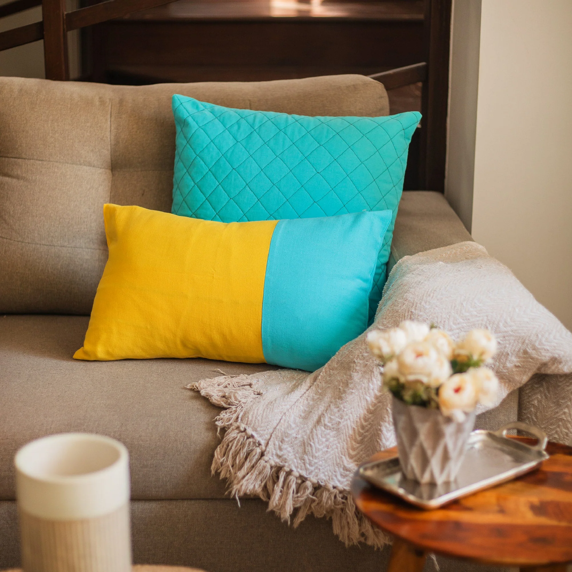 Two Tone Lumbar Cushion Cover | Single - Image 26