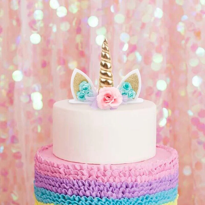 Unicorn Ear- Flowers Cake Topper (Golden) (Pack of 1) - Image 4