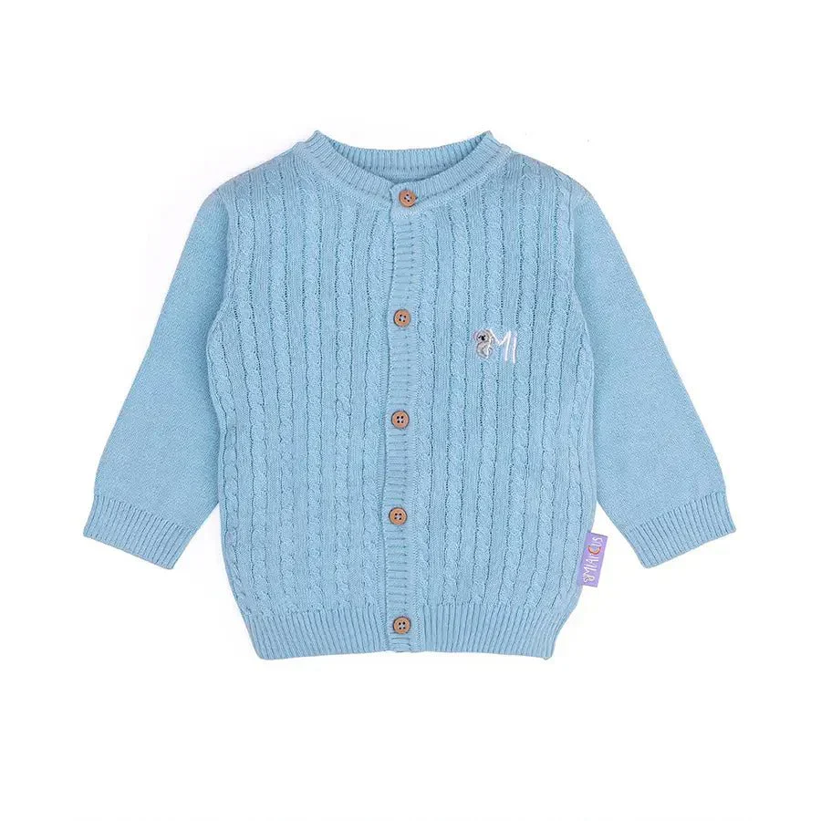 Unisex Cabel Knitted Cardigan With Baby Pyjama Set - Image 3