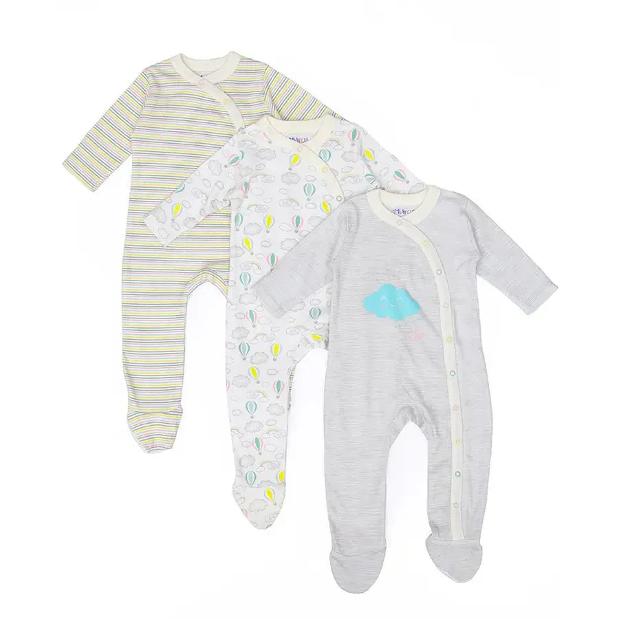 Unisex Comfy Knitted Sleep Suit For Baby - Arcus (Pack Of 3)