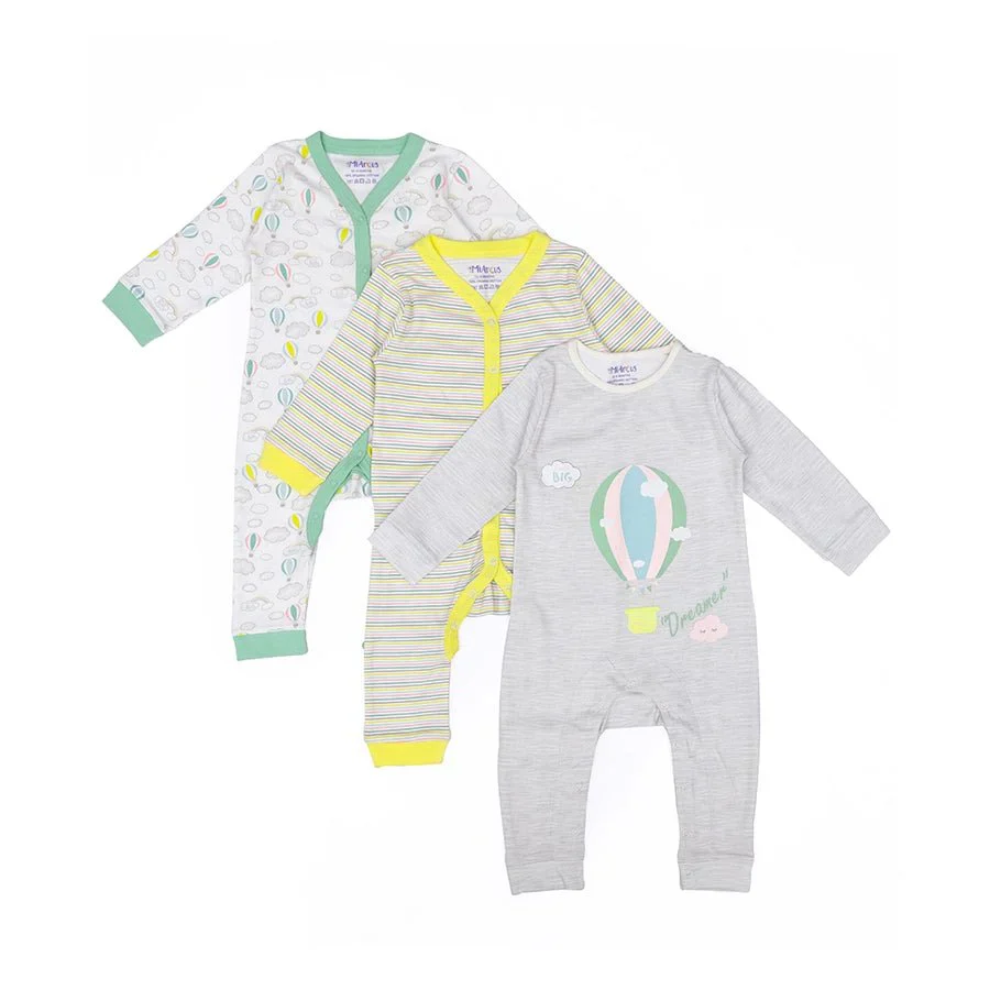 Unisex Comfy Knitted Sleep Suit For Baby Summer - Arcus (Pack Of 3)
