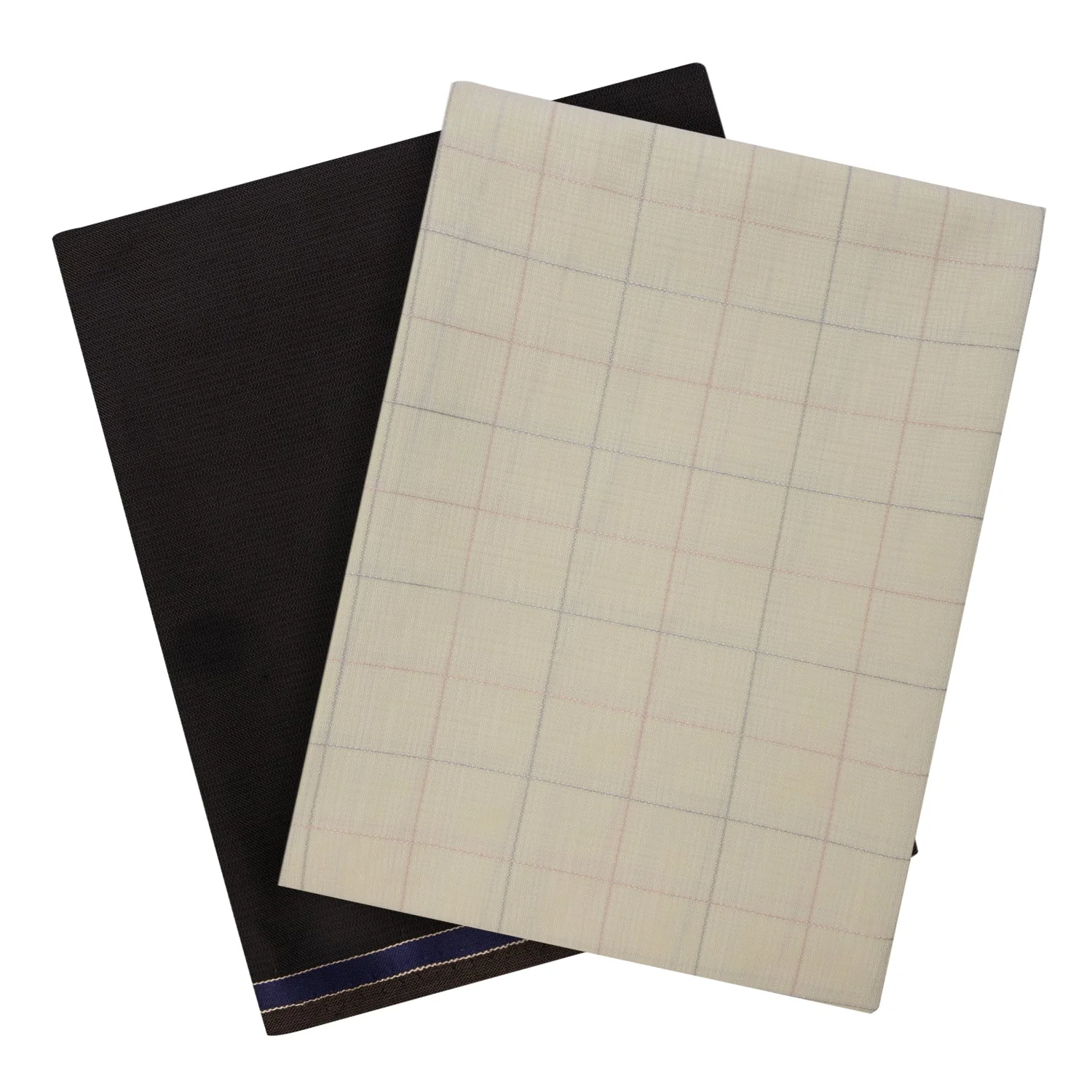 Unstitched PolyBlend Light Yellow Checks Shirt and Black Trouser Fabric Piece Set