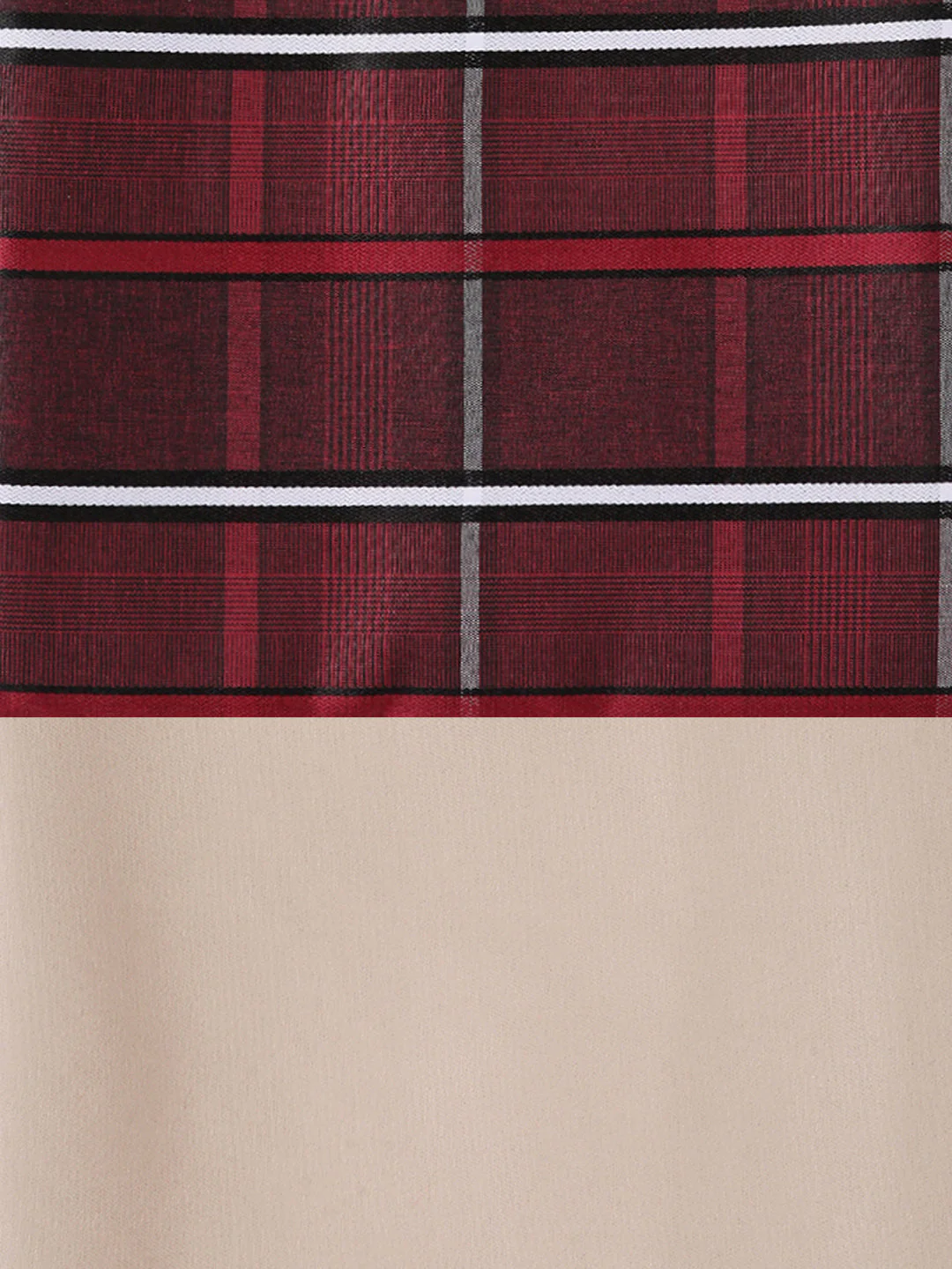Unstitched PolyBlend Red Checks Shirt and Beige Trouser Fabric Piece Set - Image 2