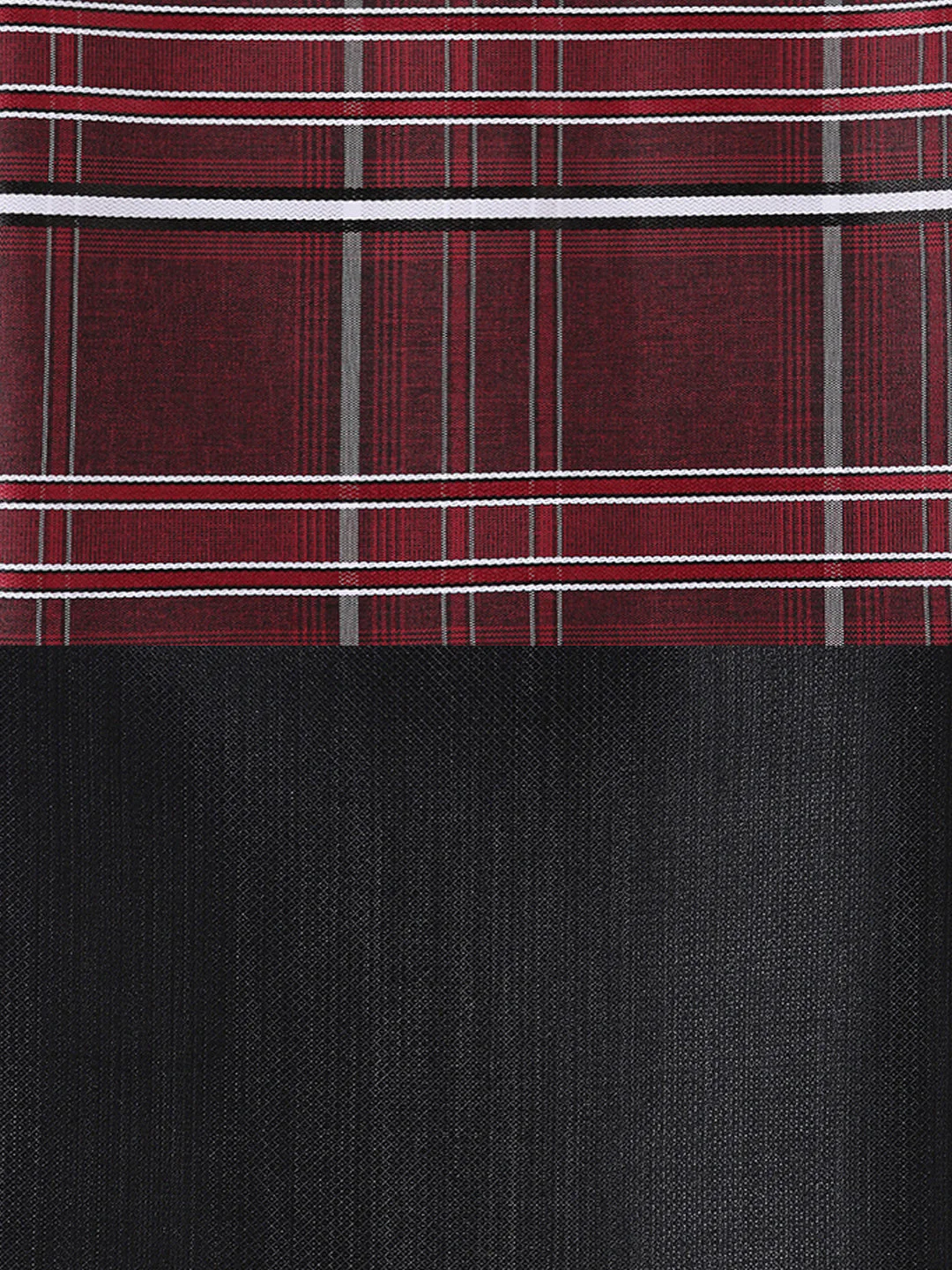 Unstitched PolyBlend Red Checks Shirt and Black Trouser Fabric Piece Set - Image 2