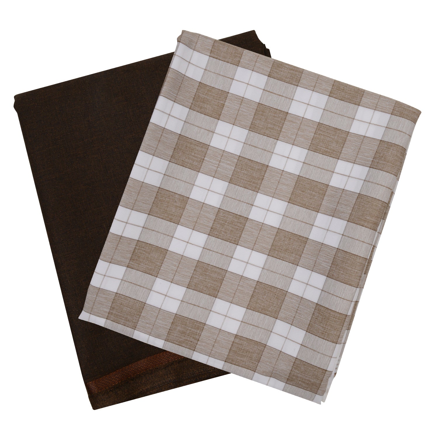 Unstitched PolyViscose Combo of Checkered Shirt and Trouser