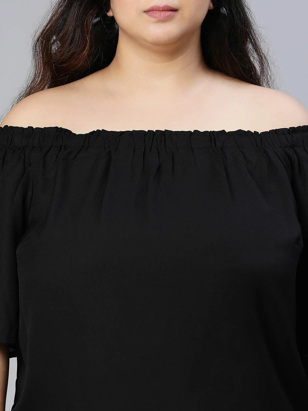 Uprised Black Bardot Plus Size Loopy Top For Women Today - Image 6