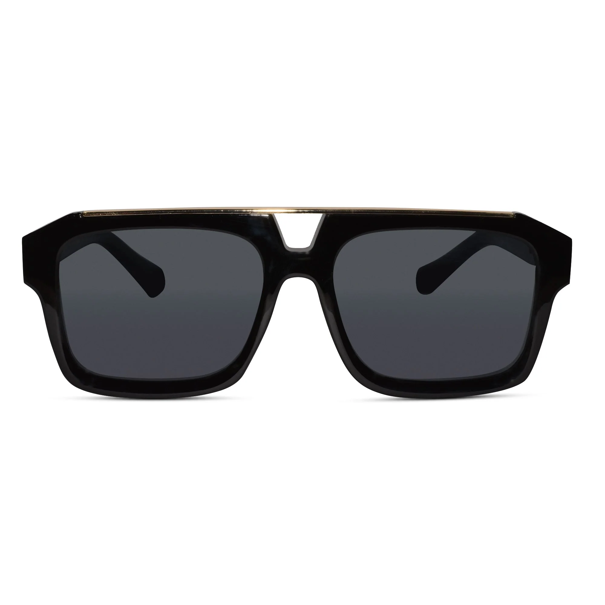 URBAN Black & Golden Rectangular Sunglasses - Image 2