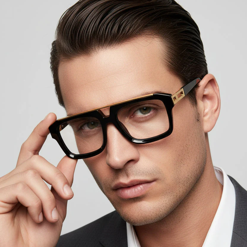 URBAN Black & Golden Rectangulare Eyeglasses