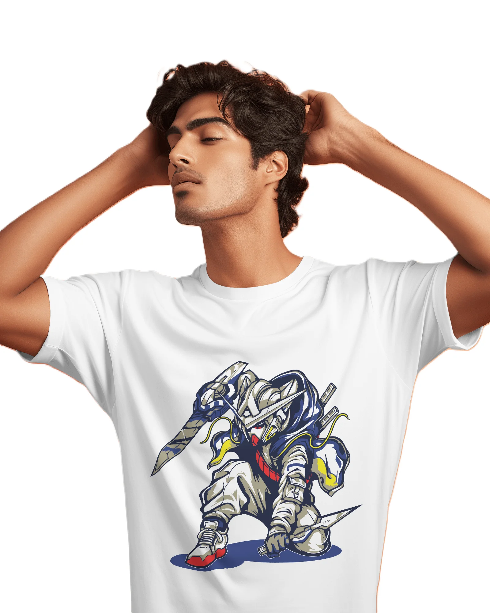 Urban Cyber Ninja Graphic T-Shirt – White - Image 2