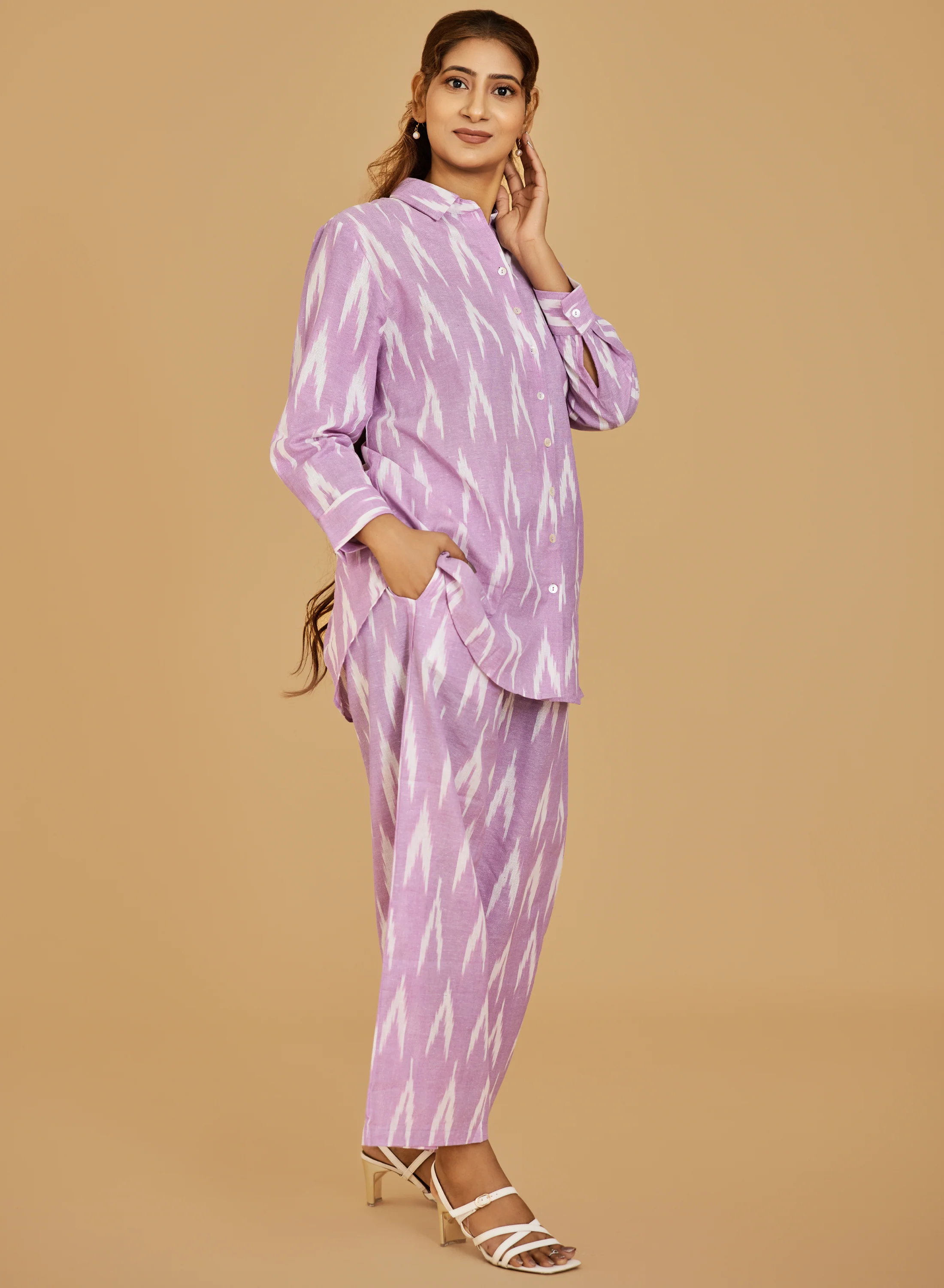 Urban Sundari Women's Abstract Printed Co-Ord Set with Front Buttoned Short Kurti - Image 8
