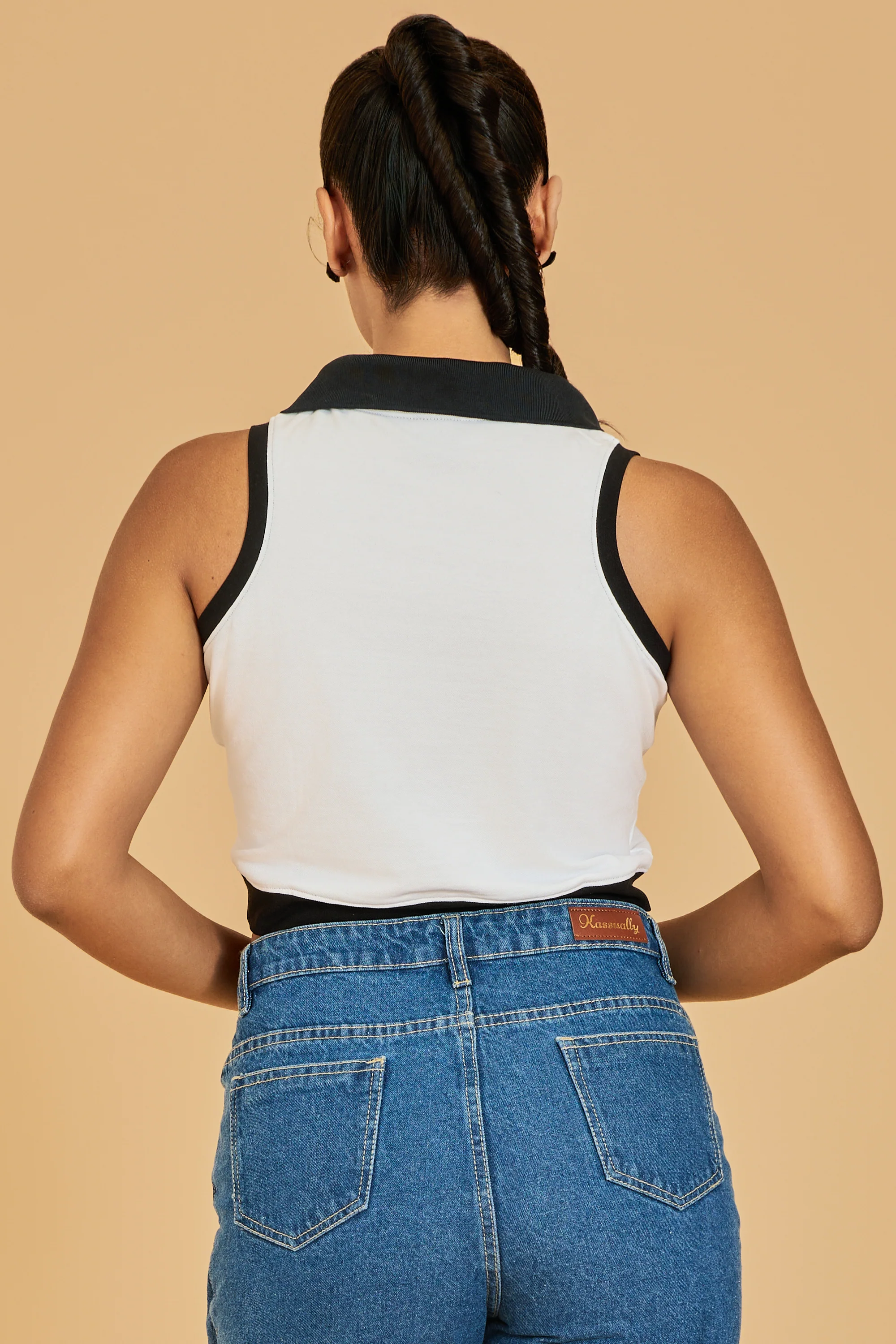 Urban Sundari Women's Colorblock Polo Neck Crop Top - Half Sleeves, Cotton Fabric - Image 7