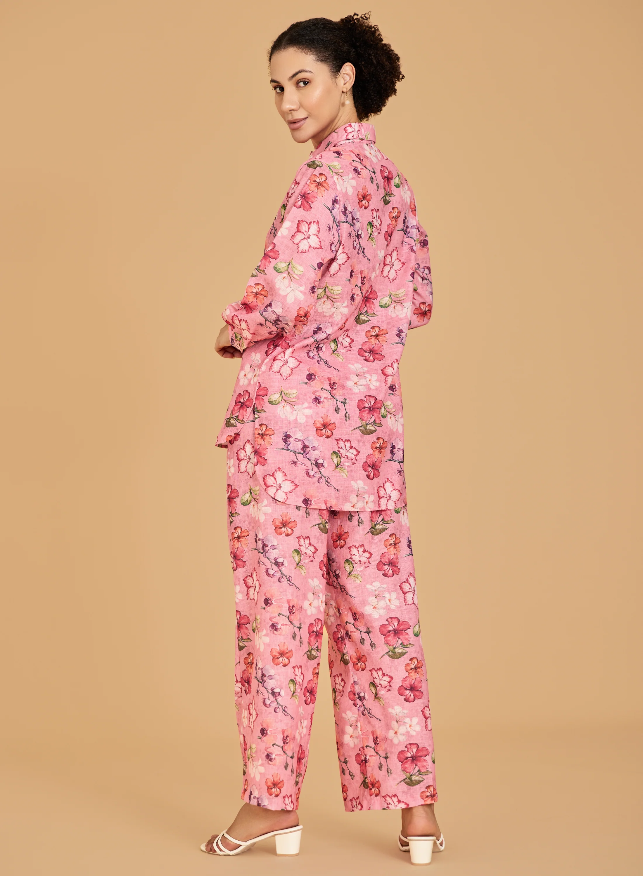 Urban Sundari Women's Cotton Floral Printed Co-ord Set with Shirt and Trousers - Image 2