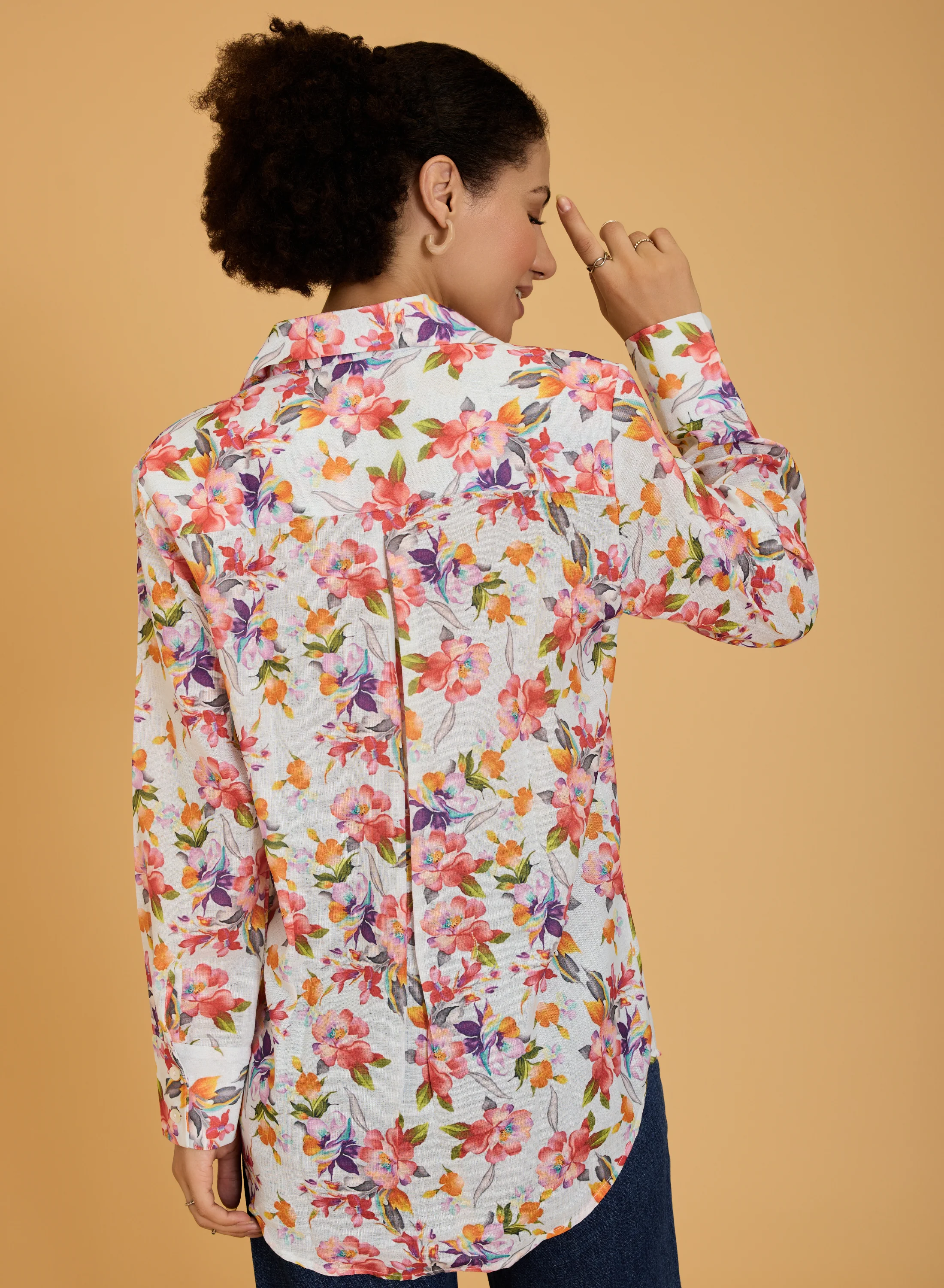 Urban Sundari Women's Floral Print Cotton Shirt with Shirt Collar and Long Sleeves - Image 2