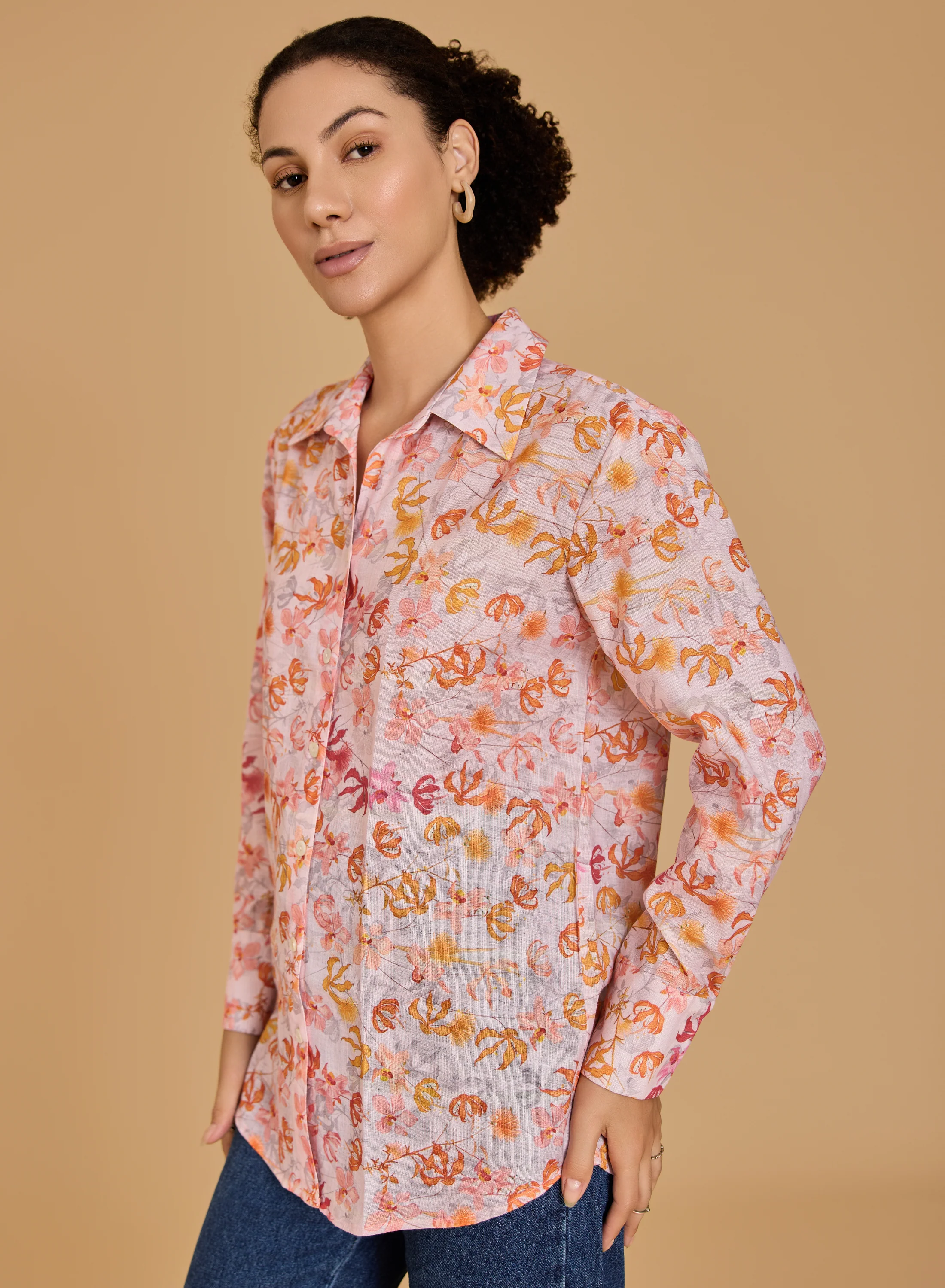 Urban Sundari Women's Floral Print Cotton Shirt with Spread Collar and Long Sleeves - Image 3