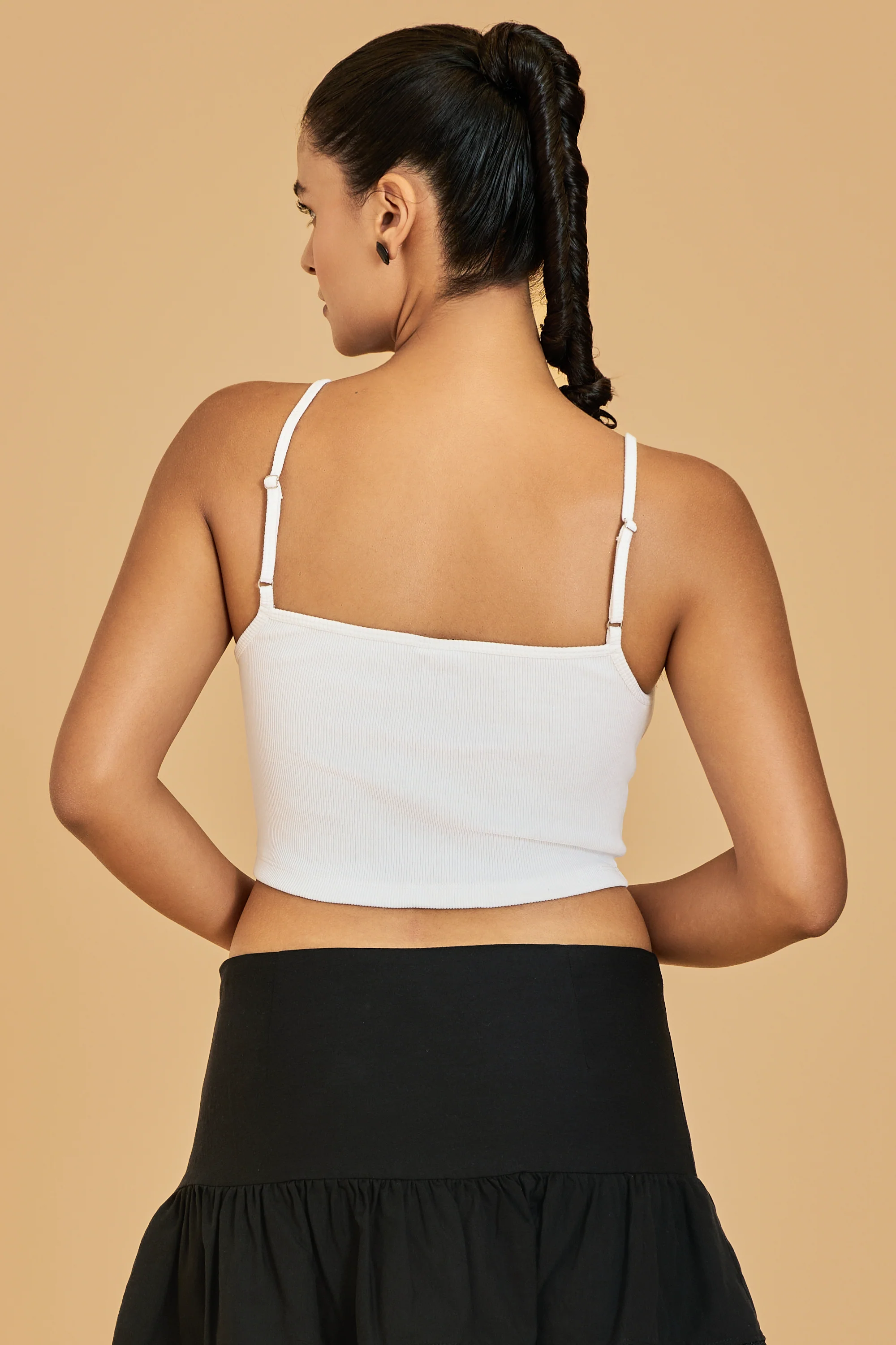 Urban Sundari Women's Solid Cotton Rib Crop Top with Shoulder Straps and Twisted Detail - Image 17
