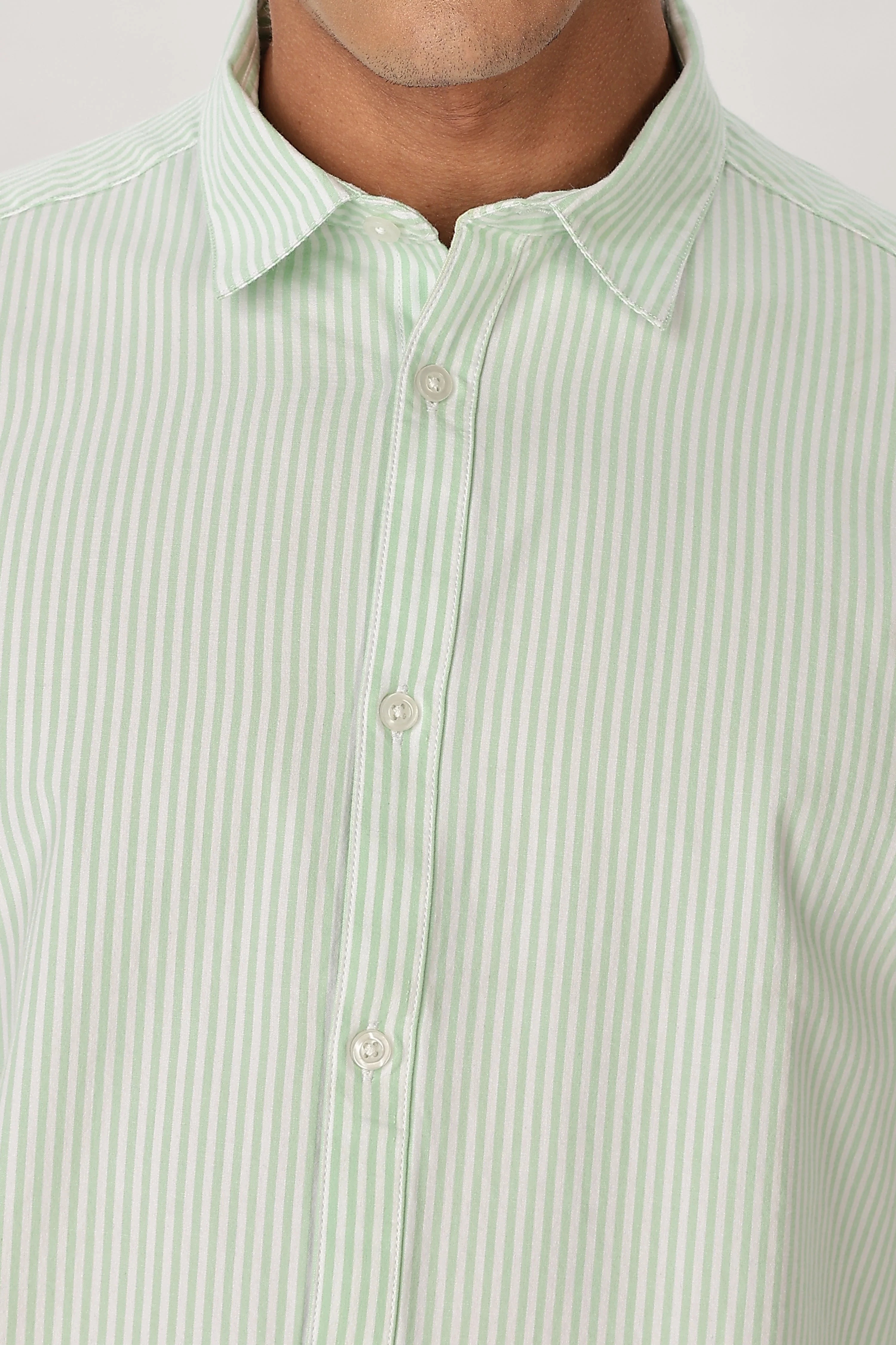 Uri Mint Pinstripe Cotton Shirt - Image 6