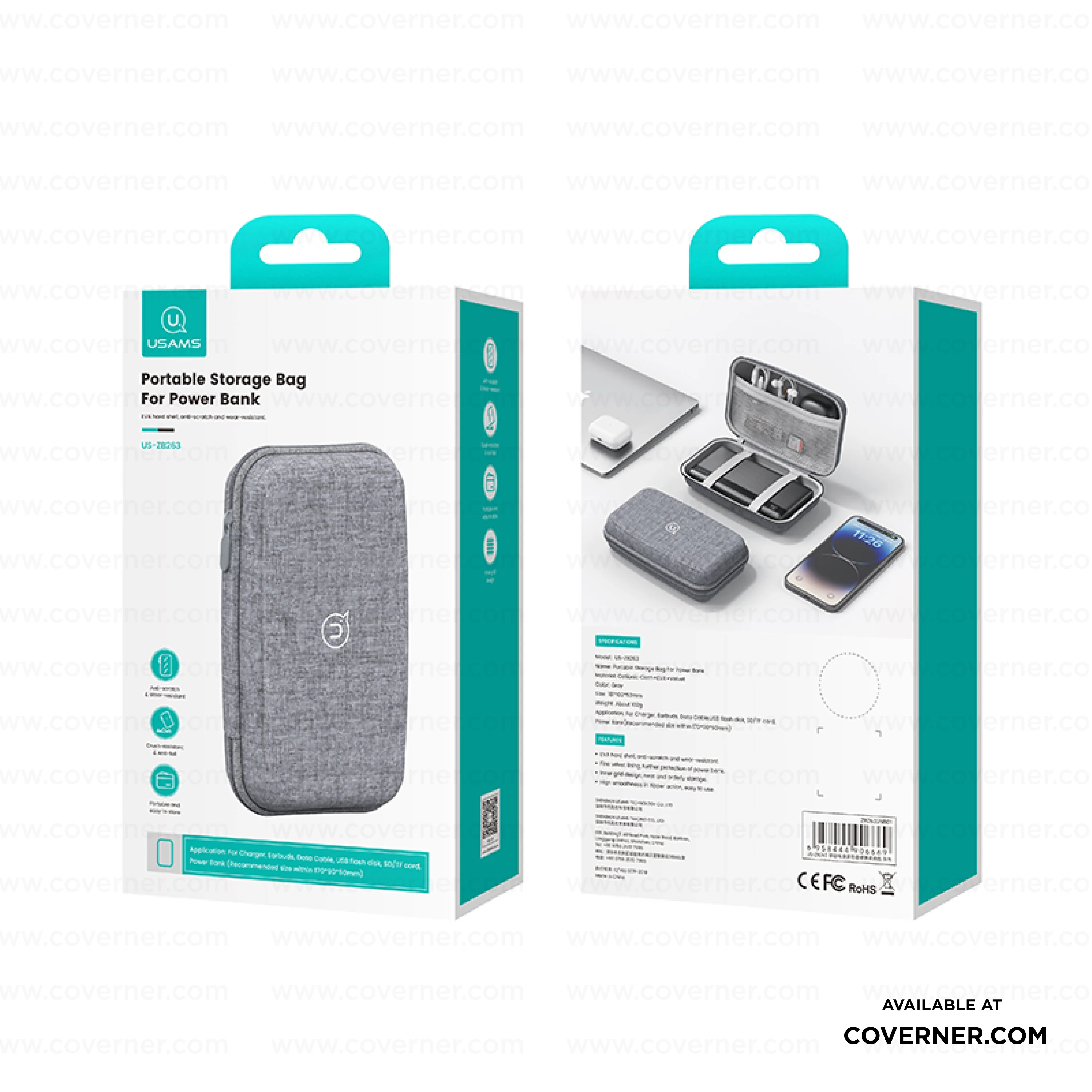USAMS Hard Shell Power Bank Organizer – Compact, Shockproof & Anti-Scratch Case | Coverner India Exclusive - Image 10