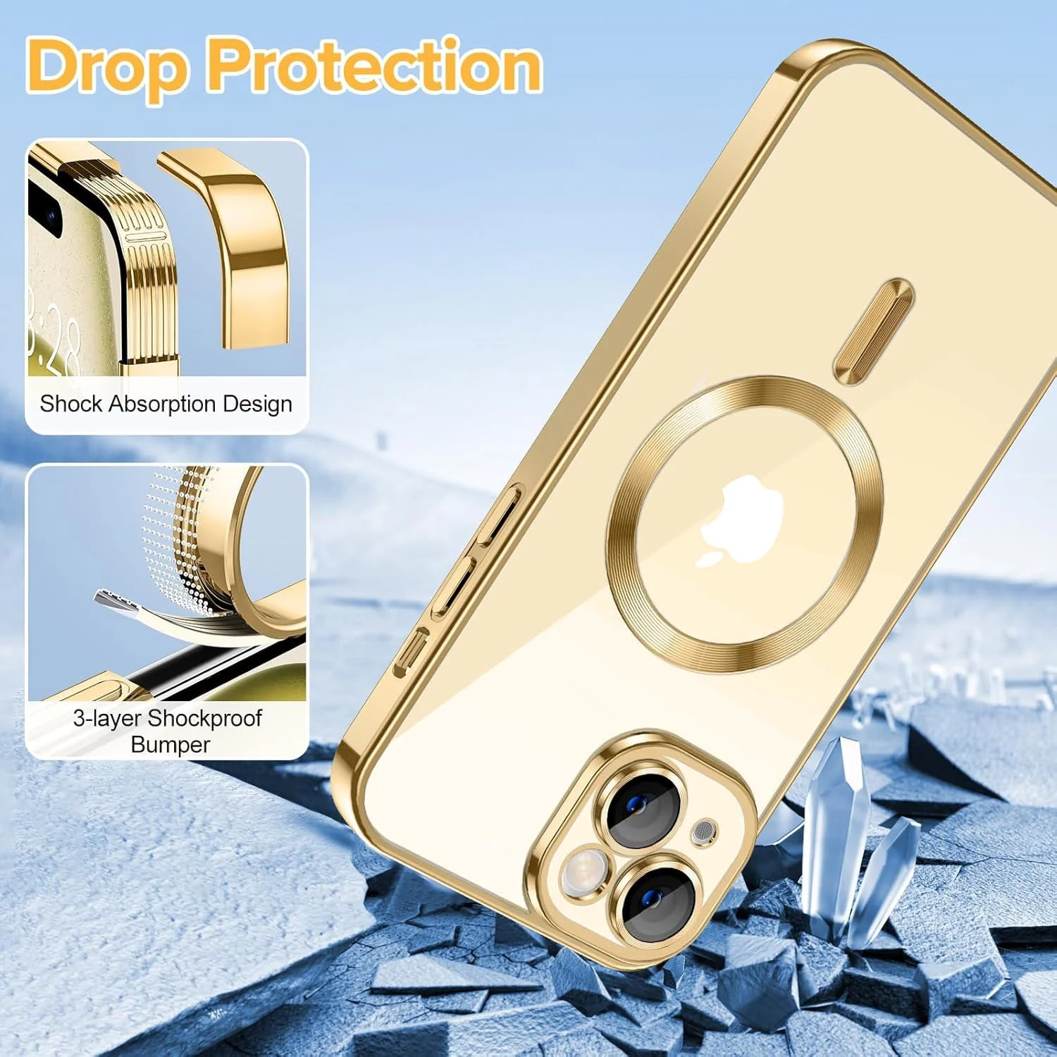 Vaku ® Apple iPhone 15 Luxury Electroplated Magnetic Magsafe Camera Protection TPU Back Cover Case - Image 11