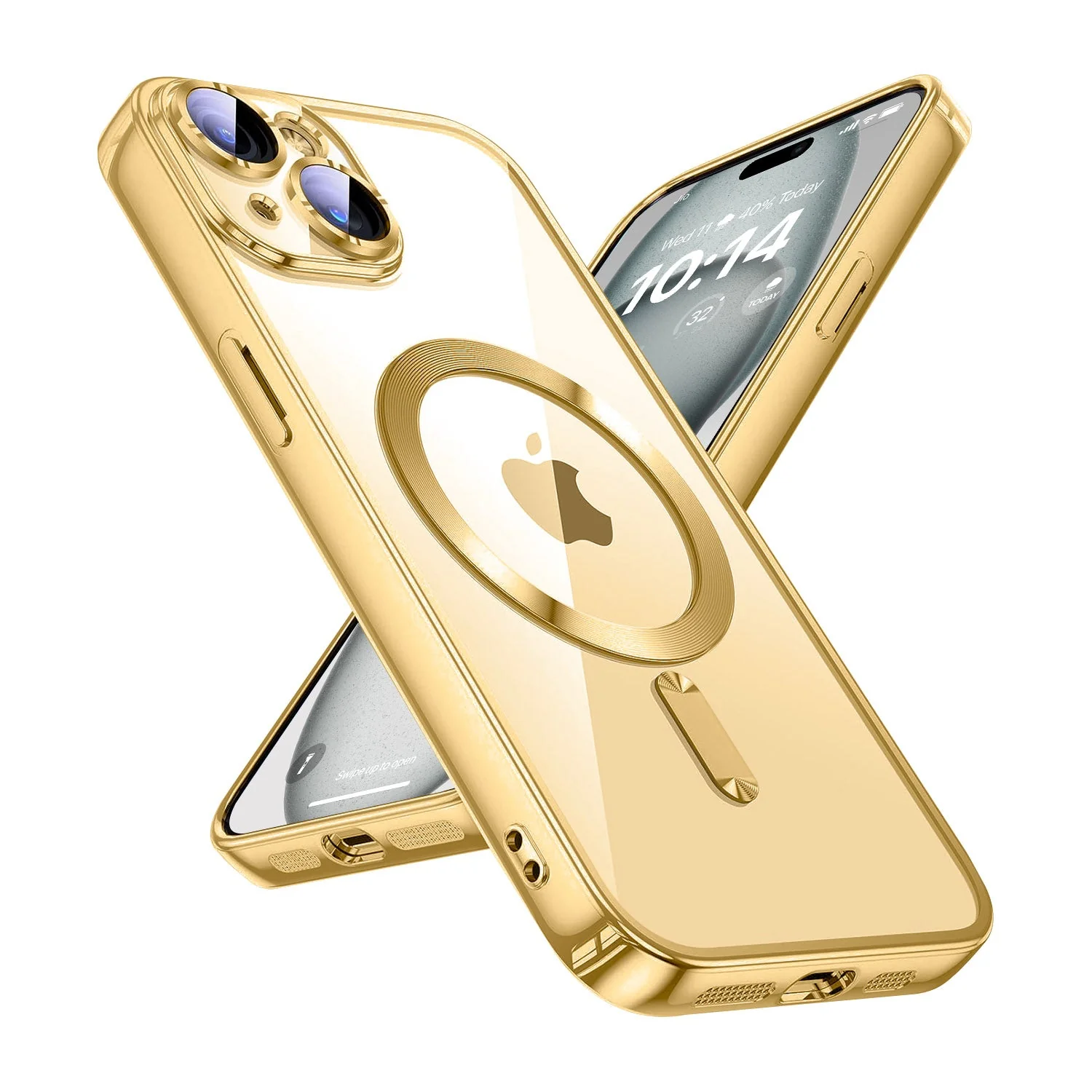 Vaku ® Apple iPhone 15 Luxury Electroplated Magnetic Magsafe Camera Protection TPU Back Cover Case - Image 4