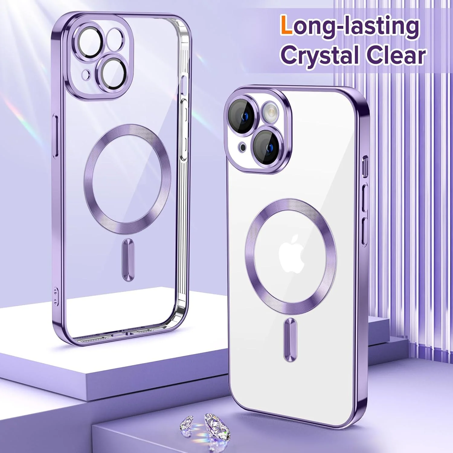 Vaku ® Apple iPhone 15 Luxury Electroplated Magnetic Magsafe Camera Protection TPU Back Cover Case - Image 9