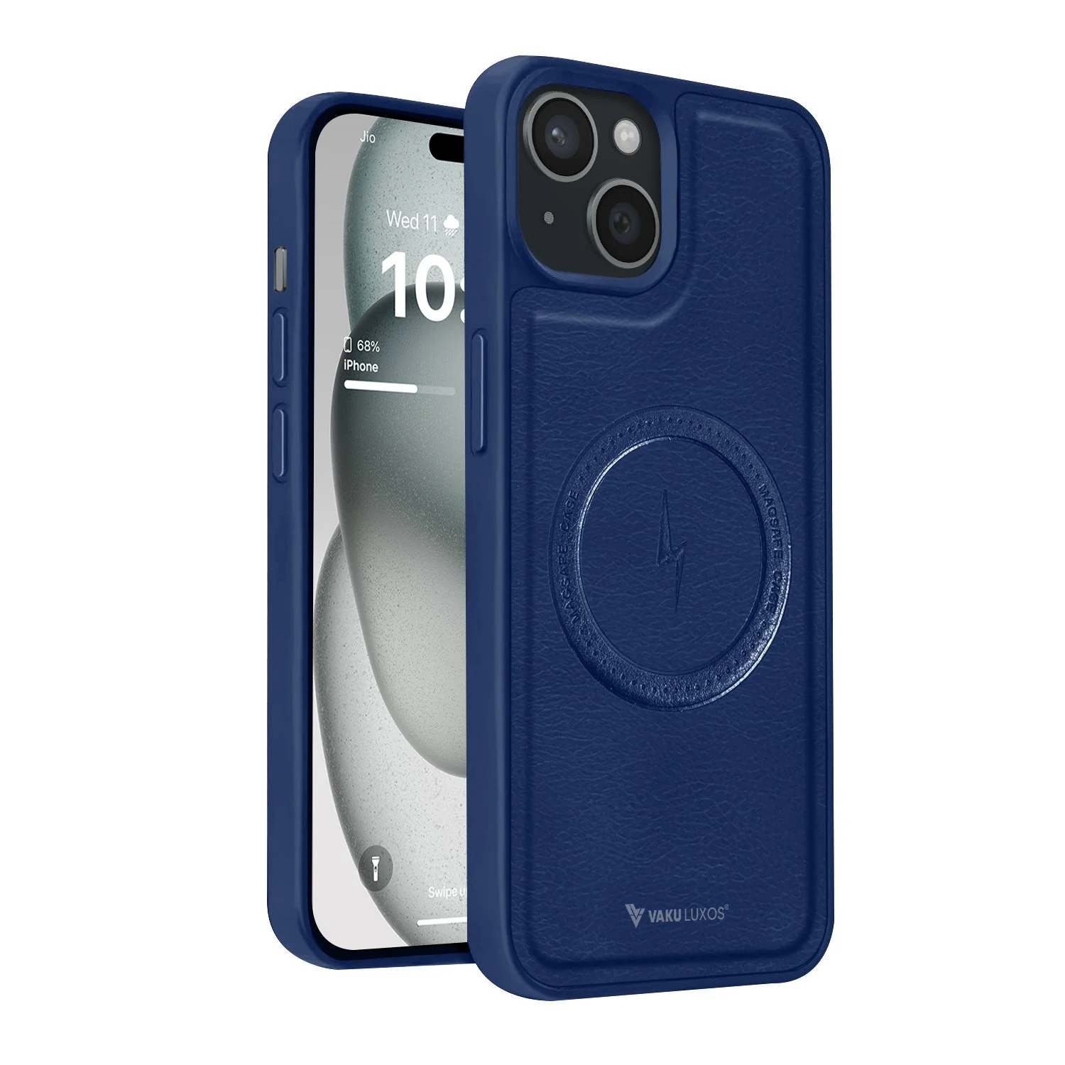 Vaku ® Apple iPhone 15 Maxtron Leather Stitched Magnetic Magsafe Non-Slip Grip Shockproof Back Cover - Image 3